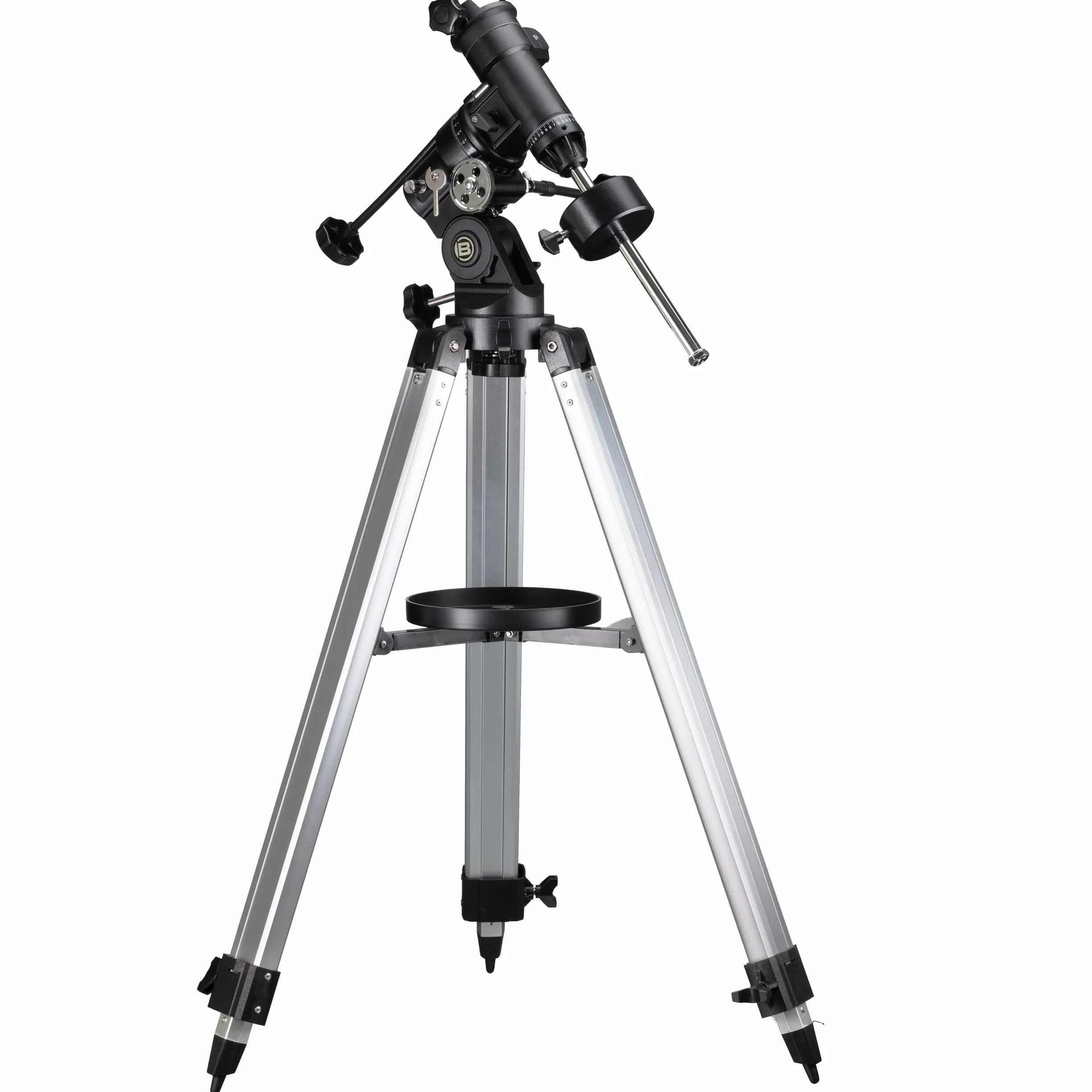 Bresser Supporto telescopico EQ3 con capacità di carico fino a 5 kg, attacco universale a livello GP e treppiede in alluminio regolabile in altezza, colore: argento