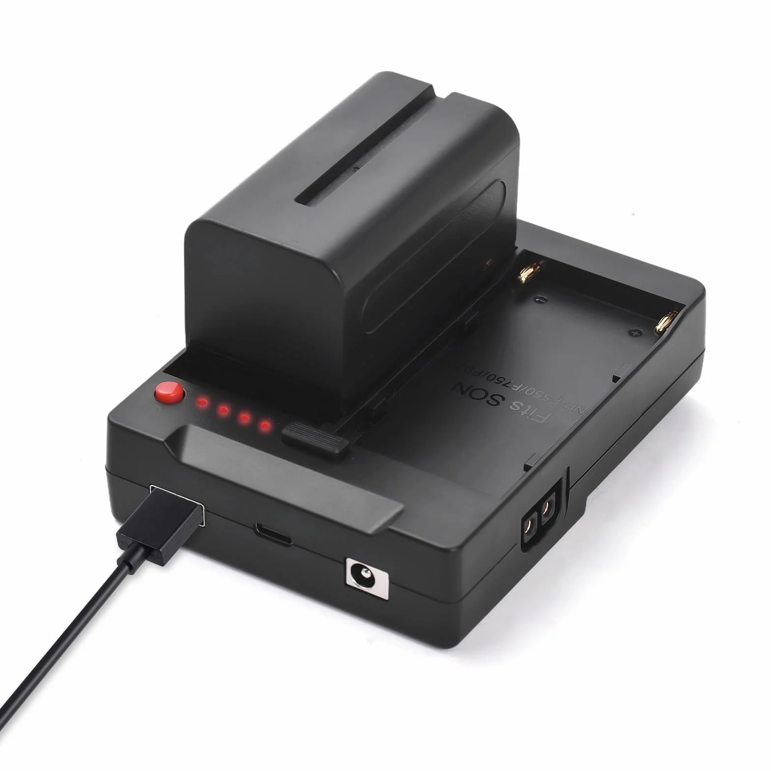 Andoer NP-F970 F750 F550 - Piastra per batteria a V-Lock V-Mount con uscite USB-A/Type-C/DC/D-TAP