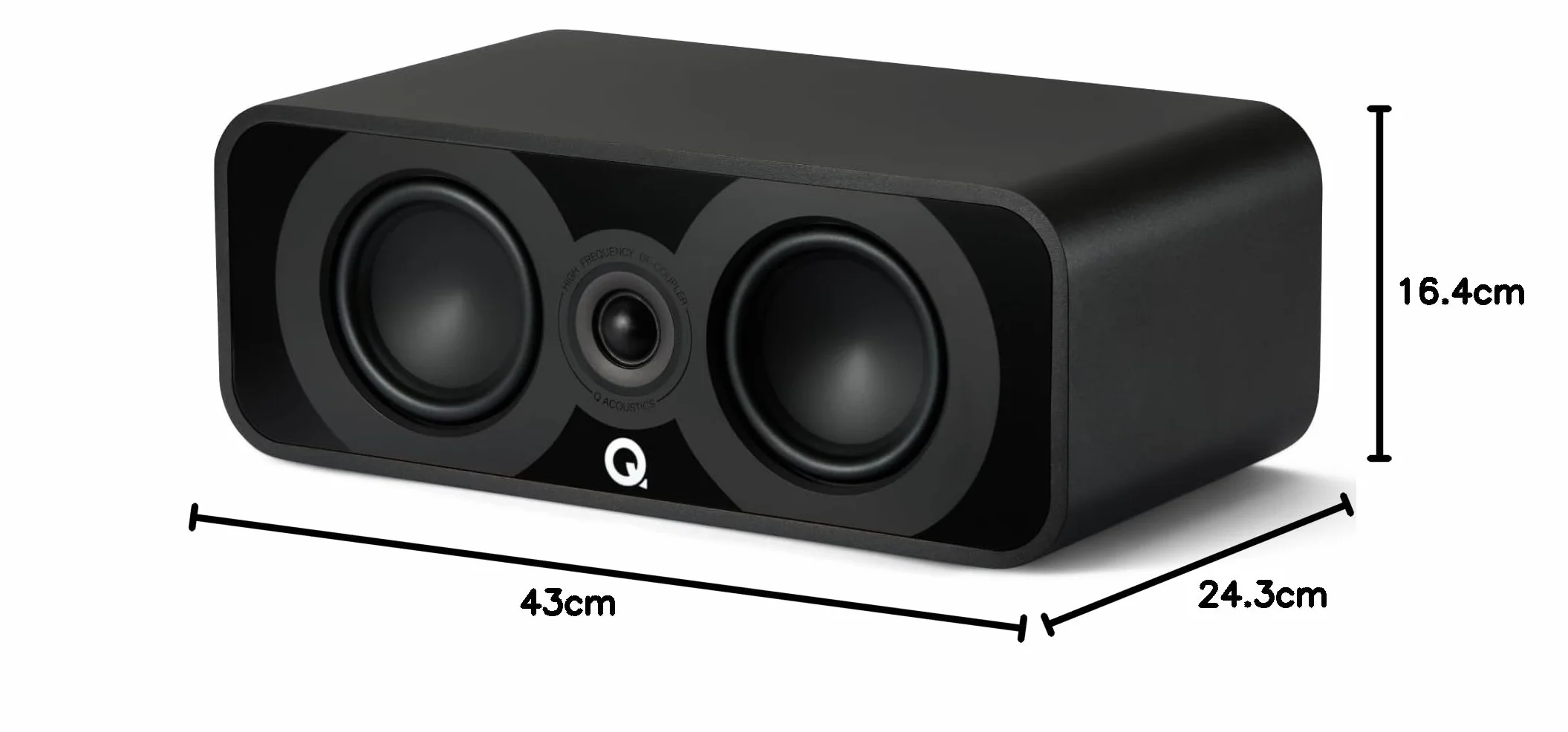 Q ACOUSTICS Altoparlante centrale 5090 nero satinato – 2 x 4,5 Mid/Bass Driver, 1 x 1 Tweeter – Altoparlanti TV per sistema audio surround – Altoparlanti per giradischi in vinile Hi-Fi, altoparlanti