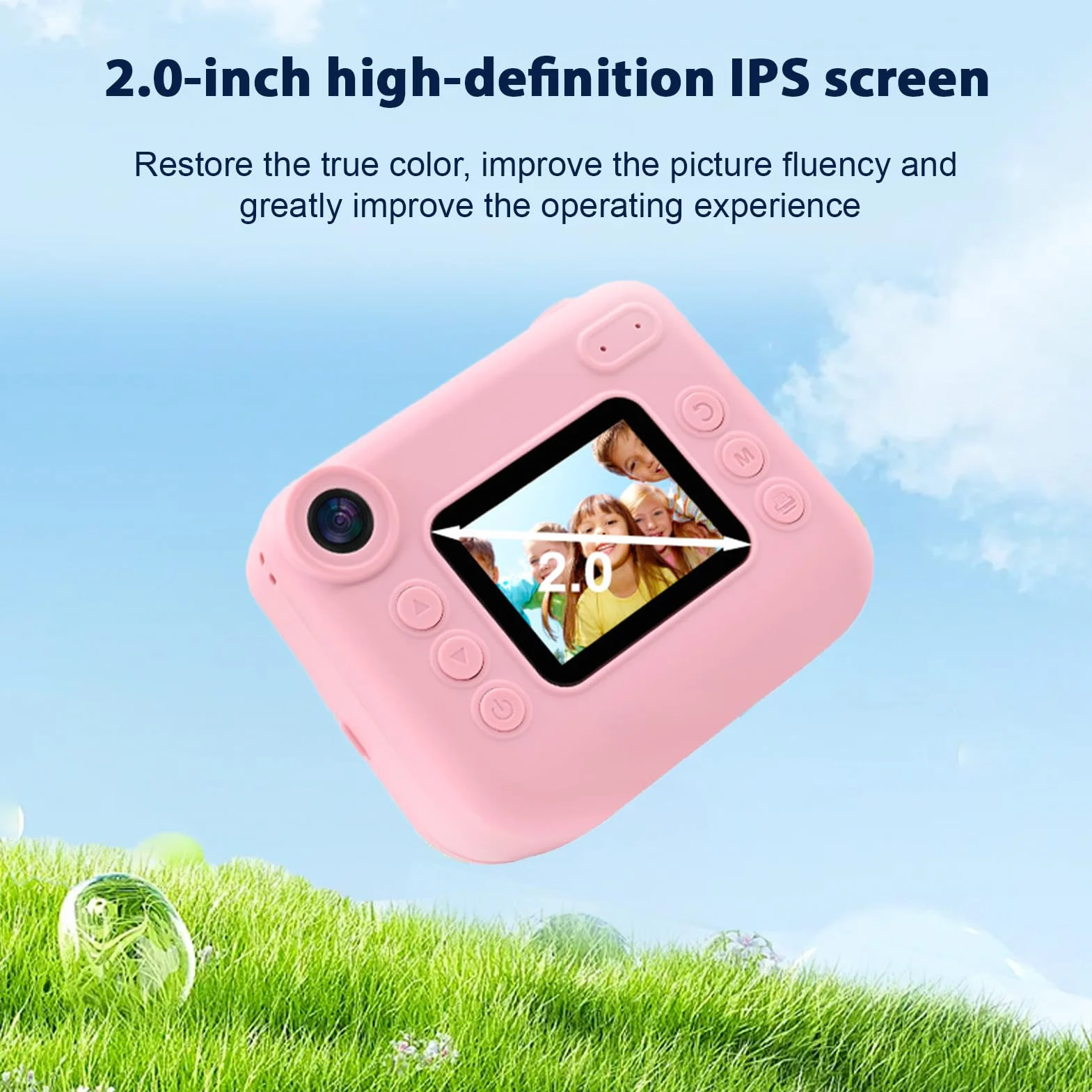 Andoer Fotocamera istantanea per bambini, fotocamera digitale per bambini con carta da stampa, 2,0 pollici, telecamera da viaggio per ragazzi e ragazze 3-14 anni (rosa)