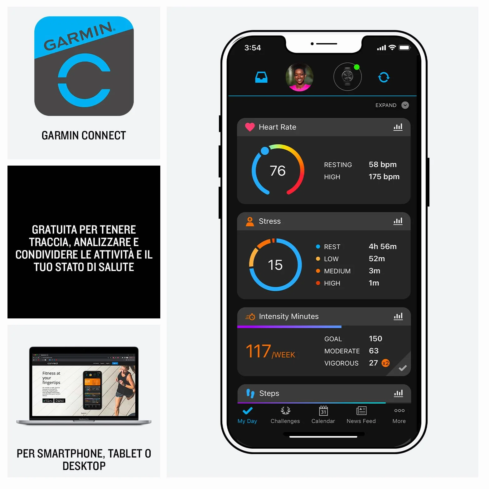 Garmin vívoactive 5, Smartwatch AMOLED 1,2", Cassa 42mm, Musica, Pay, +30 Sport, GPS, Cardio, Coach Sonno, Benefici Workout, Autonomia 11 giorni (Blue & Blue Metallic) (Ricondizionato)