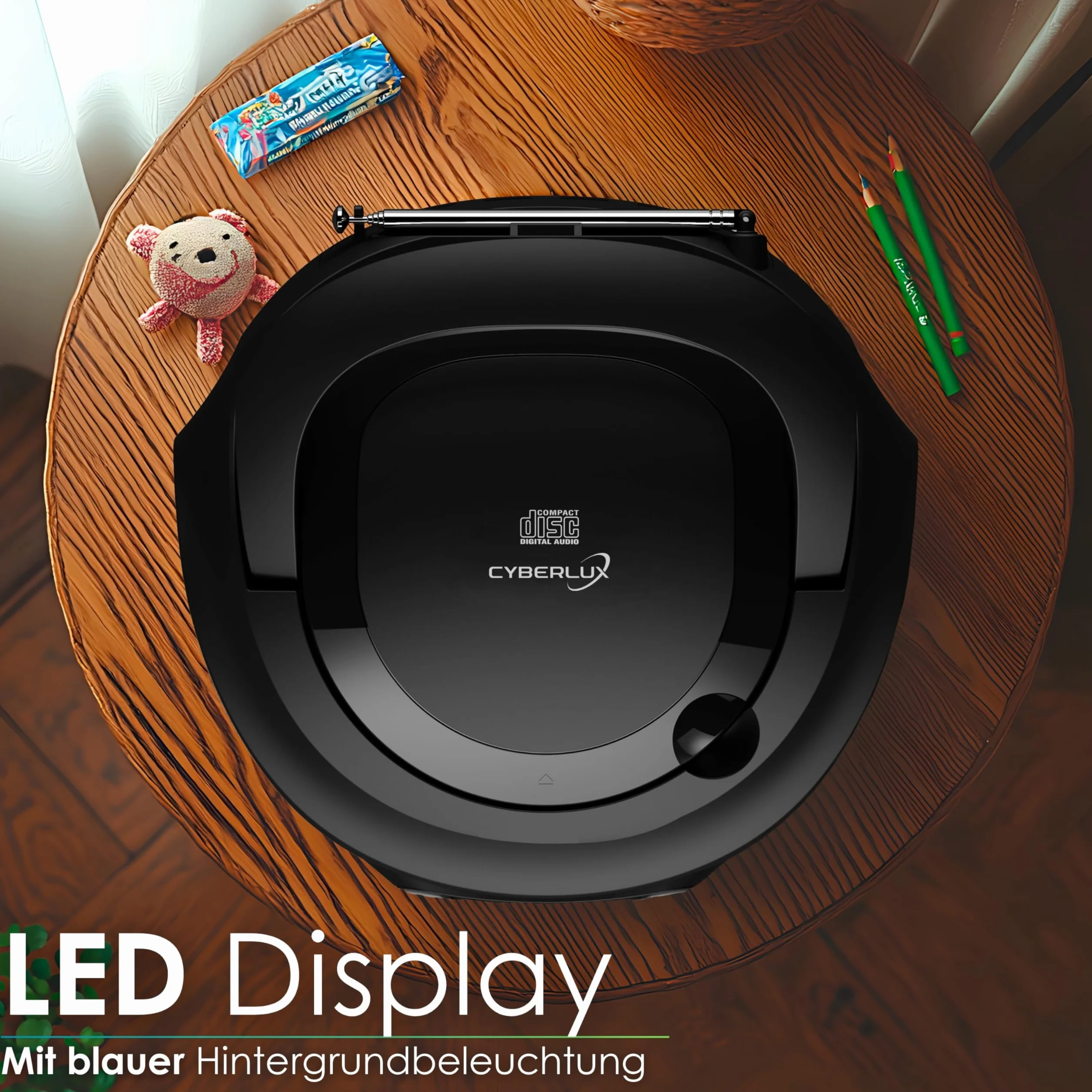 Boombox lettore portable CD/CD-R - USB - FM radio - ingresso AUX-IN - uscita cuffie - radio bambini - stereo - sistema compatto