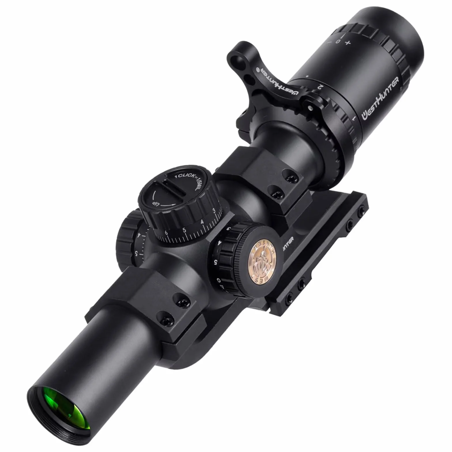 WestHunter Optics HD 1-6x24 IR LPVO Mirino Telescopico 30 mm Illuminazione Rosso/Verde Tattico 1/5 MIL Cannocchiali per Fucile
