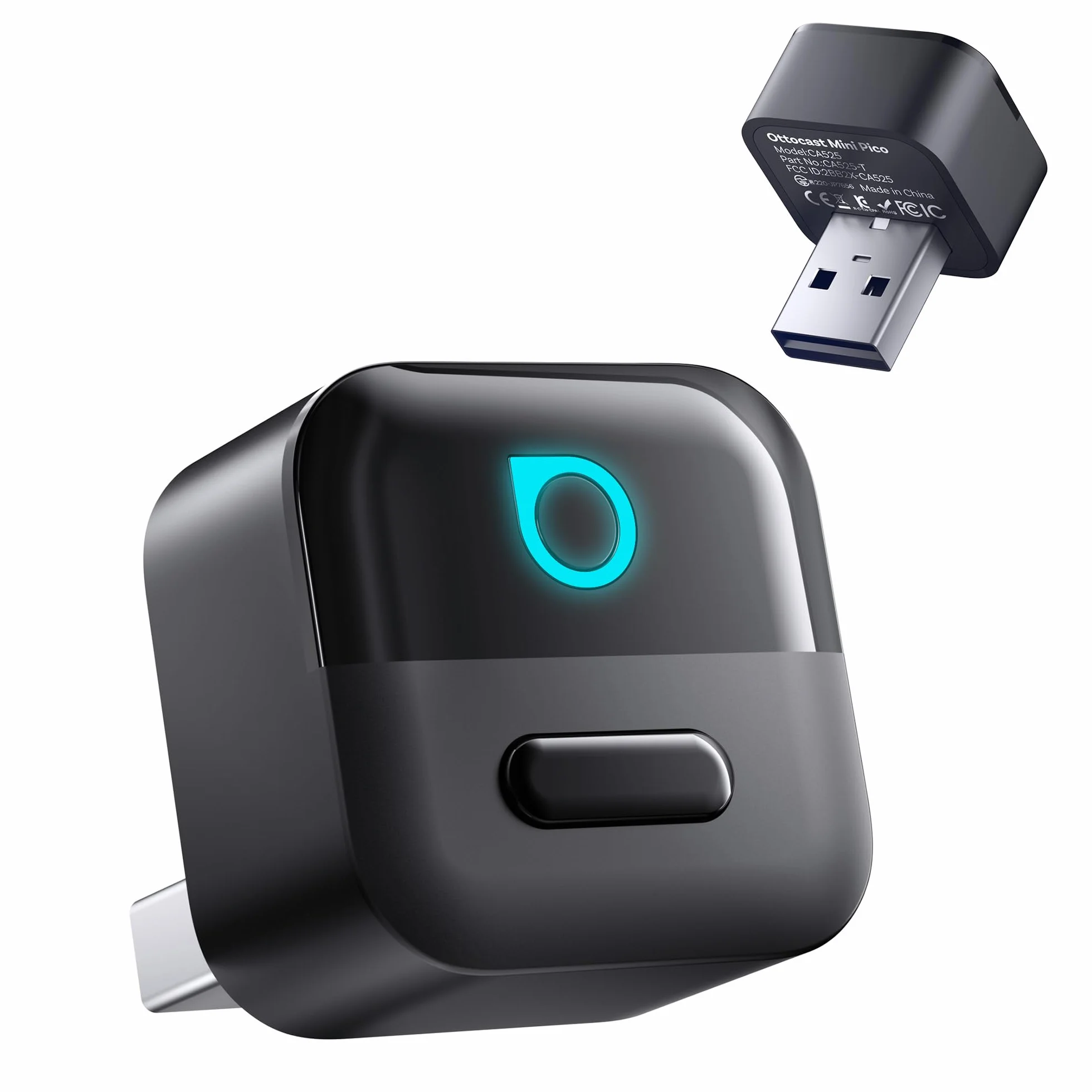 OTTOCAST Mini Pico 2026, Adattatore CarPlay Wireless Android Auto, WiFi 6 & Bluetooth 5.4, Riconnessione in 5 Secondi, Plug & Play USB, Per Auto con CarPlay Cablato OEM 2016+