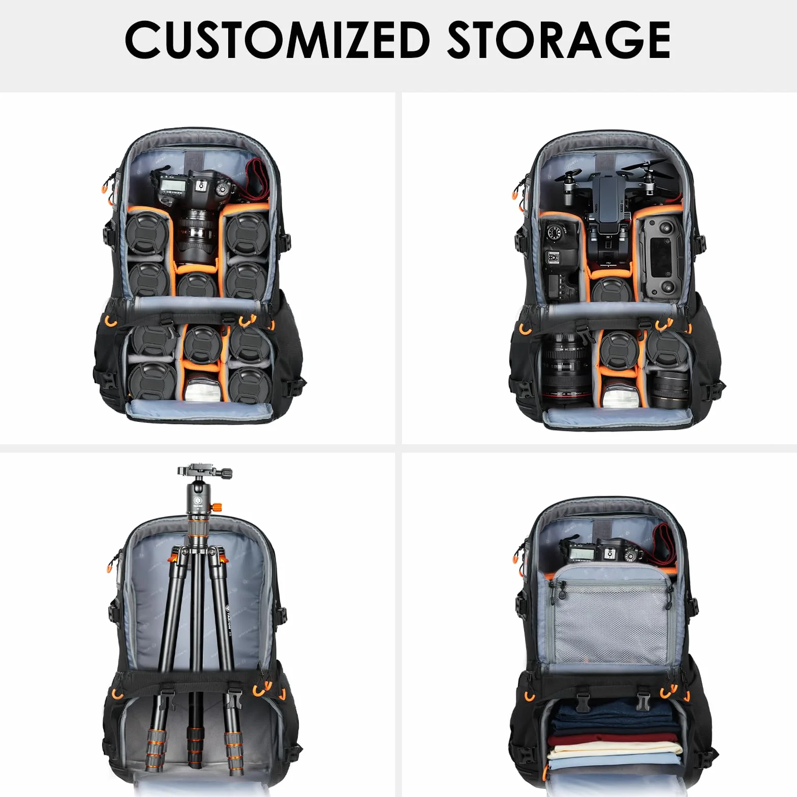 TARION Zaino Fotografico Grande per Fotocamera: Borsa Fotografica per Obiettivi Treppiede Laptop 17,3" Zaino Fotocamera Reflex Grande Capacità Viaggio Trekking Camping Pro PB02