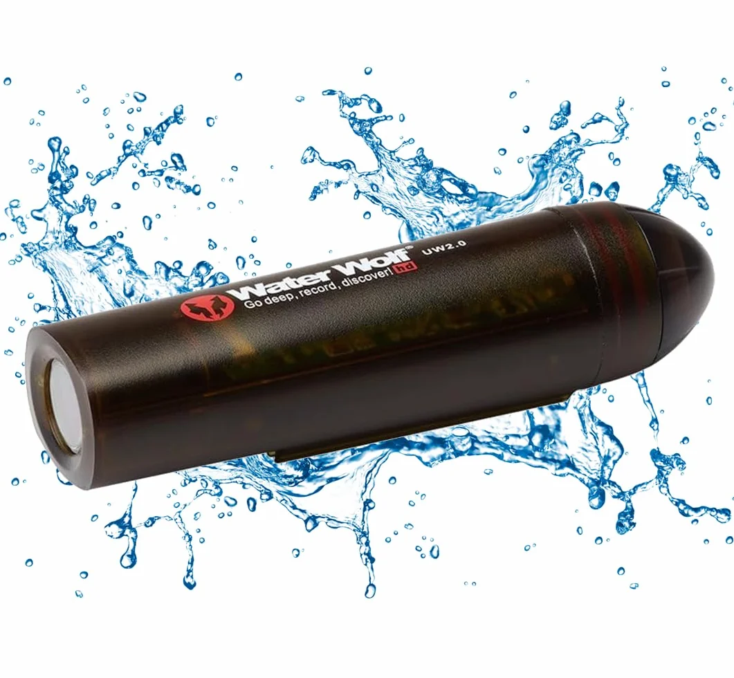 Water Wolf 2.0 Videocamera da pesca subacquea | Videoregistratore Full HD 1080p per il lancio e la traina | Action Cam impermeabile per pescatori d'acqua dolce e salata | Strike & Esca Cam