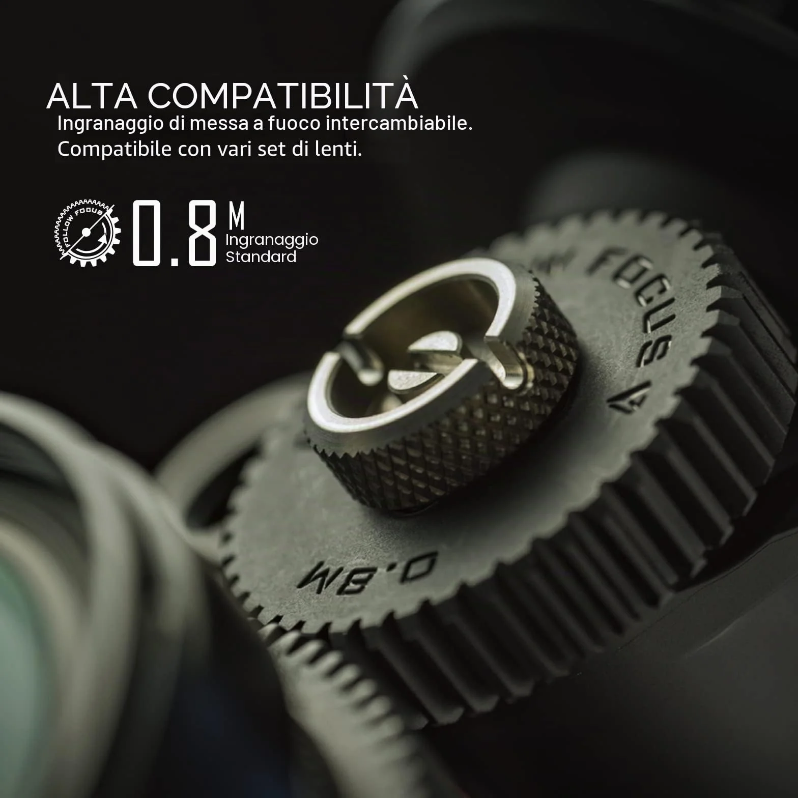 TILTA Pocket Follow Focus con segni A/B, controllo dello zoom dell'obiettivo per fotocamere mirrorless DSLR, con ingranaggio inclinato da 0,8 mm/anello ingranaggio/supporto per asta da 15 mm FF-T07