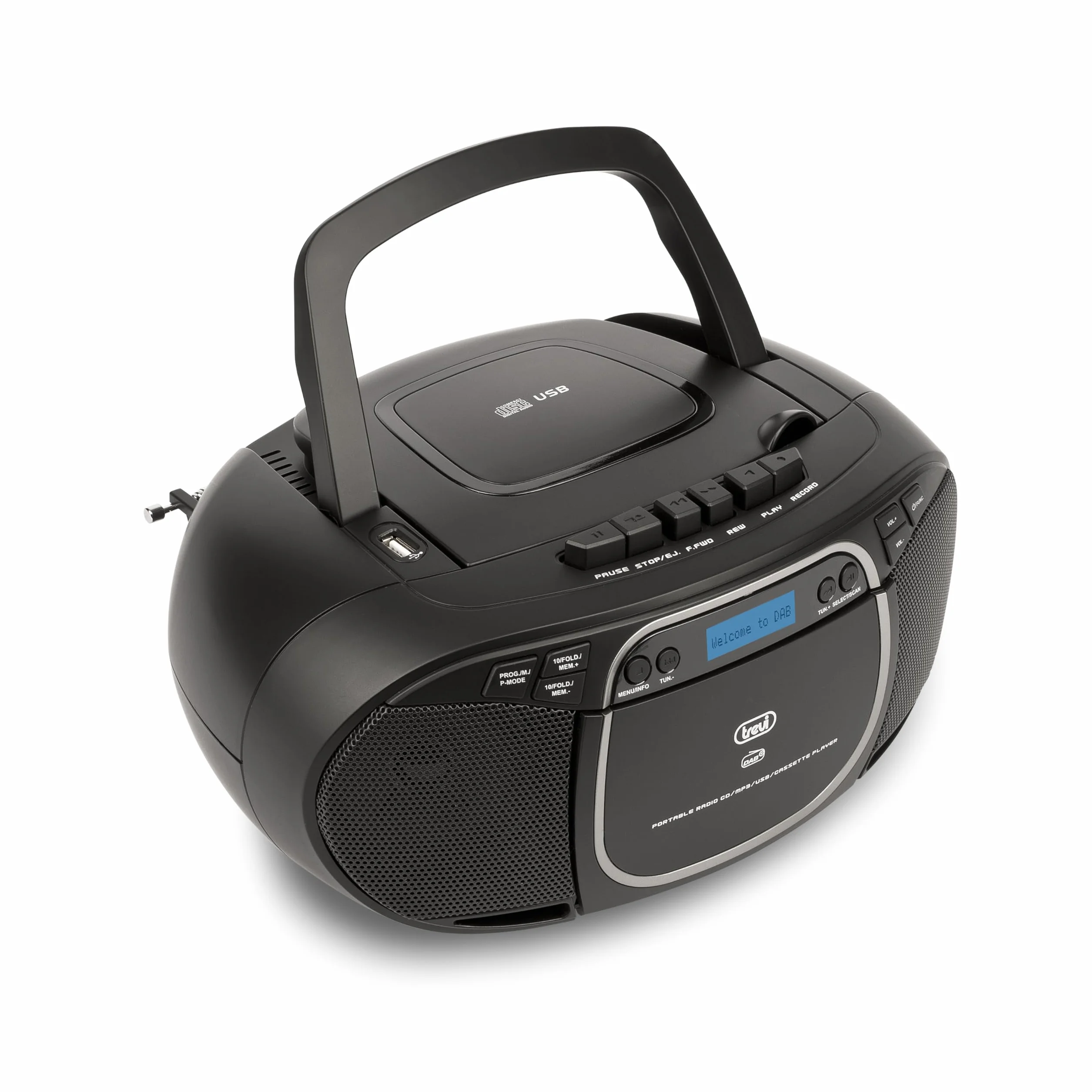 Trevi CMP 576 Stereo Portatile DAB FM, Boombox con Lettore CD e Musicassette, Ingressi USB, AUX-IN e Presa Cuffia