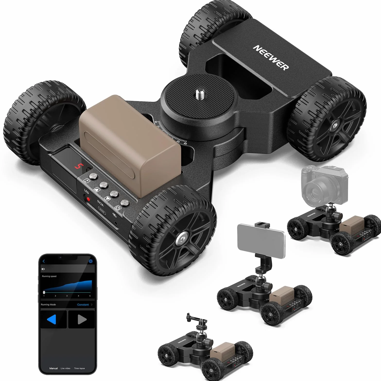 NEEWER DL400 Camera Slider Dolly Motorizzato, Controllo App, Aggiornato a Doppio Motore Ultra Silenzioso, Batteria 5 Ore, Compatibile con GoPro iPhone Android Samsung Smartphone DSLR Camera Camcorder