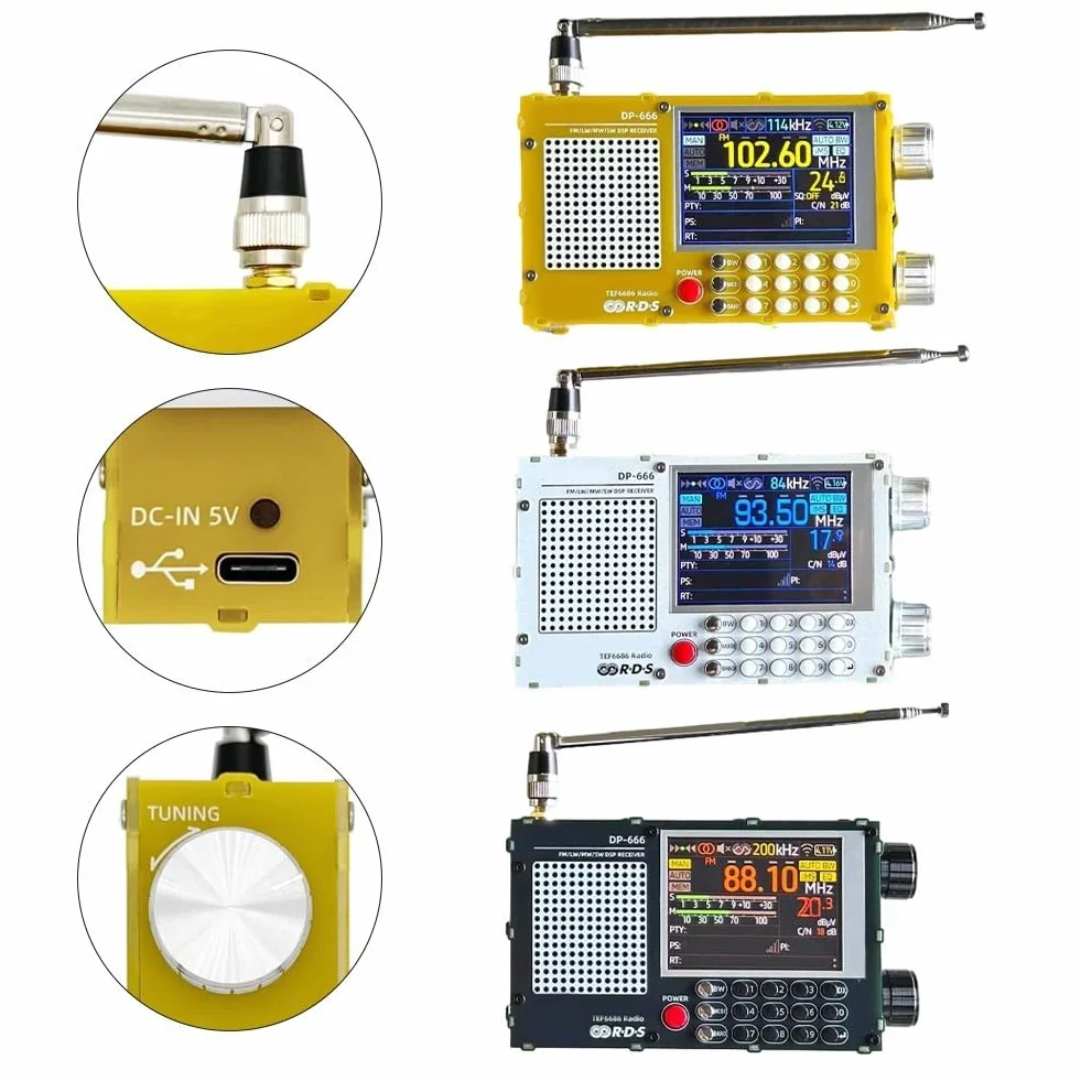 Radio digitale portatile DP-666 TEF6686, radio FM/AM/FM a onde corte, schermo LCD touch resistivo 2,8 pollici