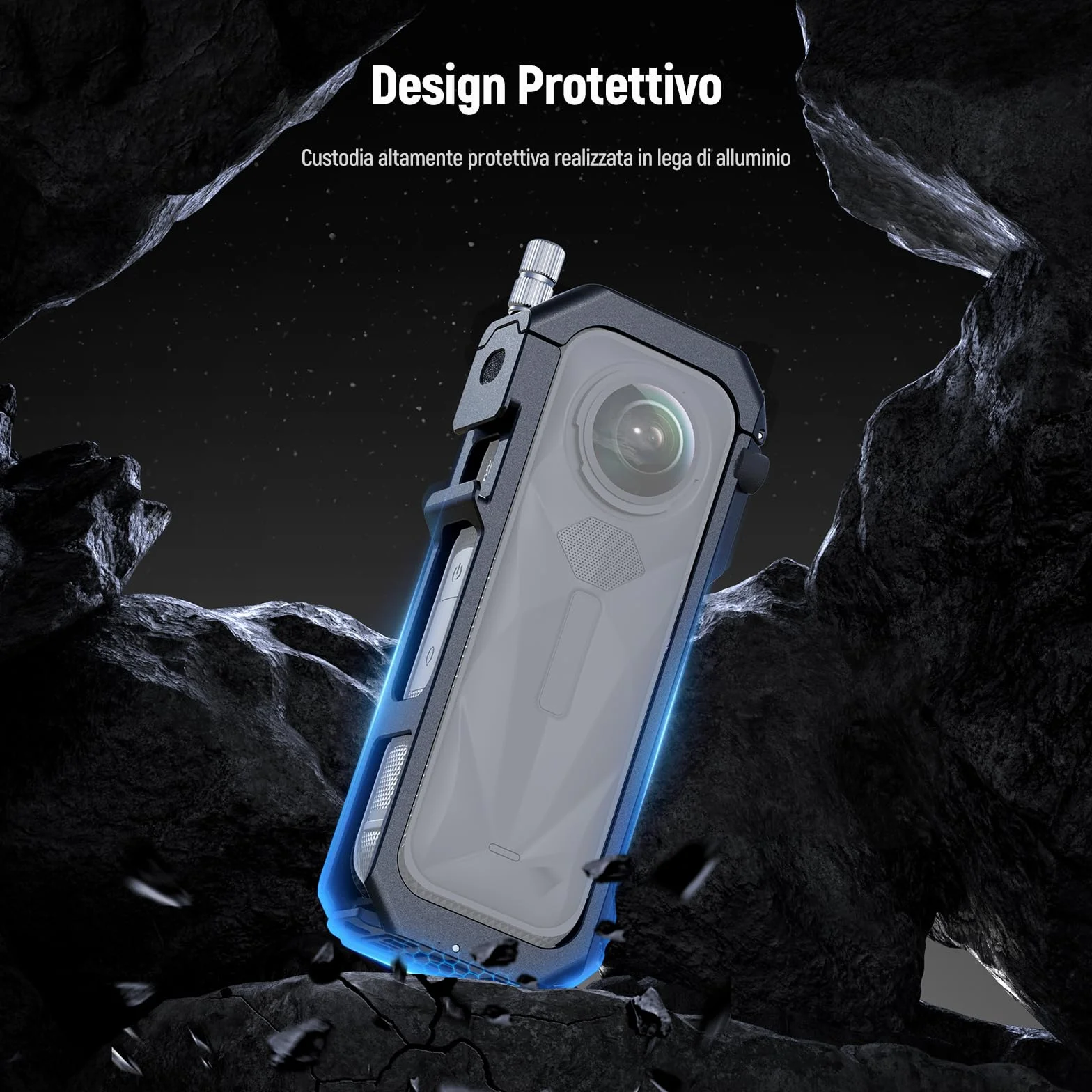 NEEWER Gabbia Fotografica per Insta360 X5, Custodia Protettiva, Telaio Lega Alluminio per Video Rig con Sgancio Rapido, Adattatore Montaggio, Filettature 1/4", Paraluce, Accessori per Action Camera