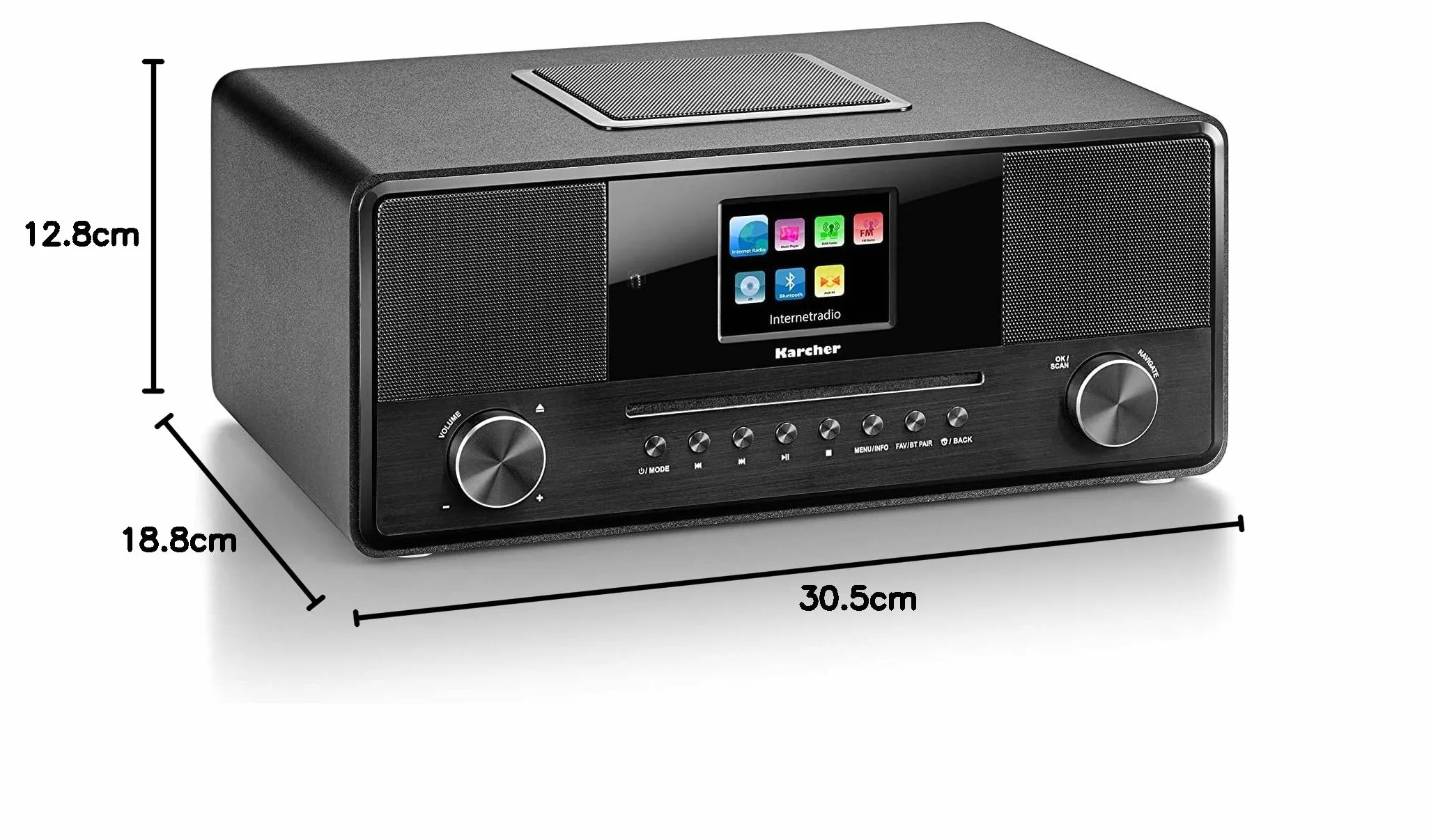 Karcher DAB 9000CDi Radio Internet z czytnikiem CD DAB+ UKW-RDS WLAN Bluetooth USB AUX-IN Podwójny budzik Subwoofer Czarny