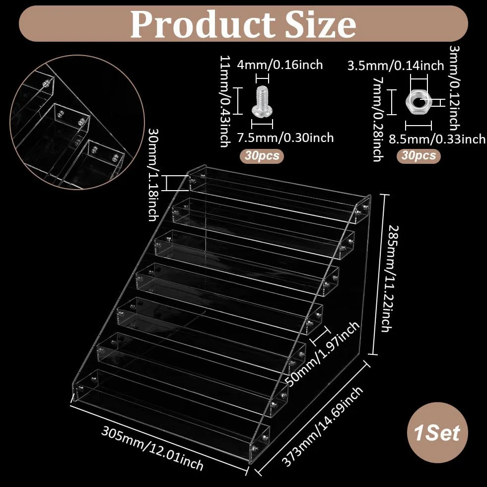 UNICRAFTALE Espositore per CD a 7 ripiani in acrilico, organizer per CD e DVD, trasparente, può contenere fino a 56 custodie standard per CD, 37 x 30,5 x 28,5 cm