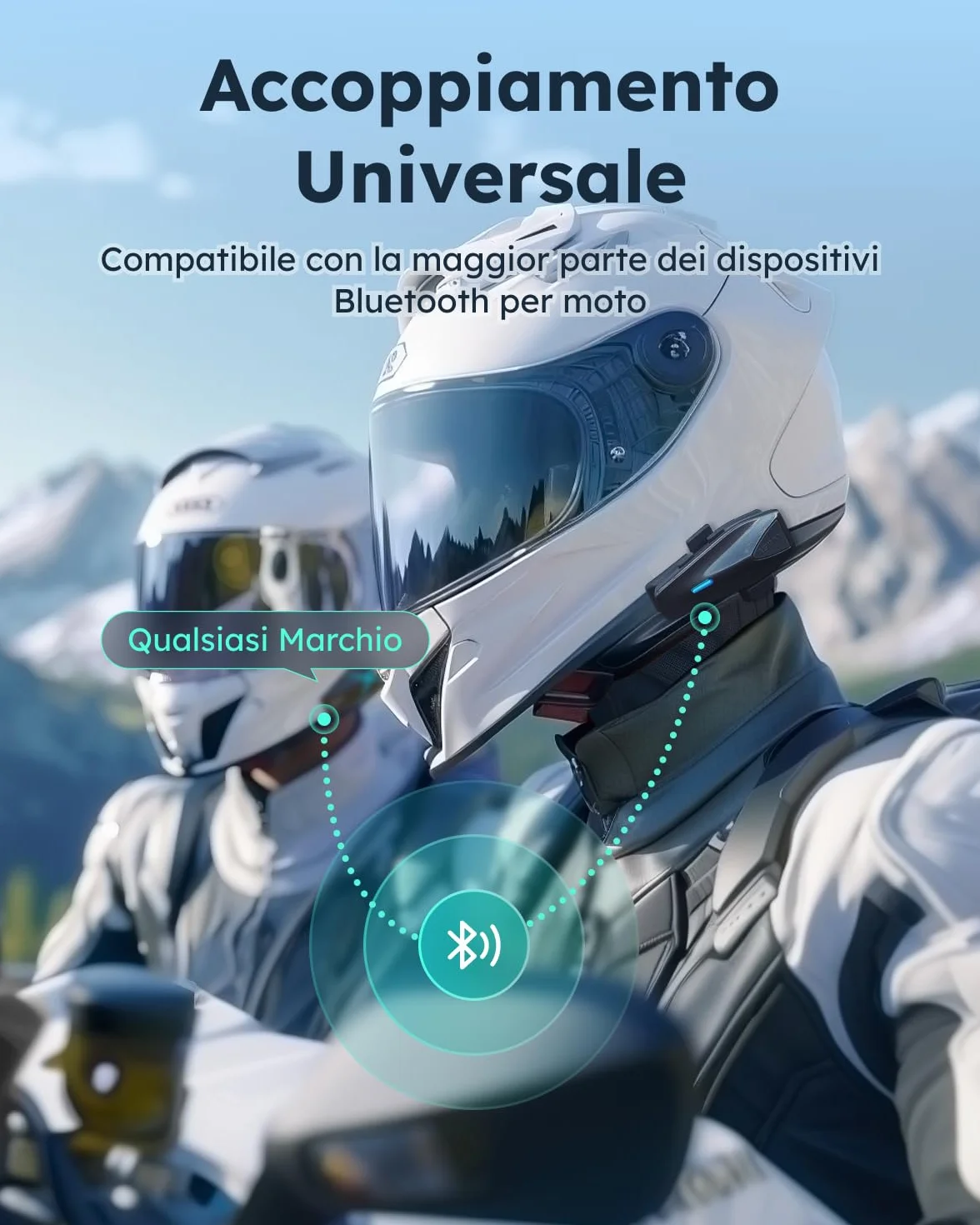 ASMAX S1 Interfono Moto, Comunicazione Bluetooth con Controllo Vocale, Interfono Mesh per 8 Piloti, Ricarica Rapida/Universale/Cancellazione del Rumore/IP67 Impermeabile, Singolo
