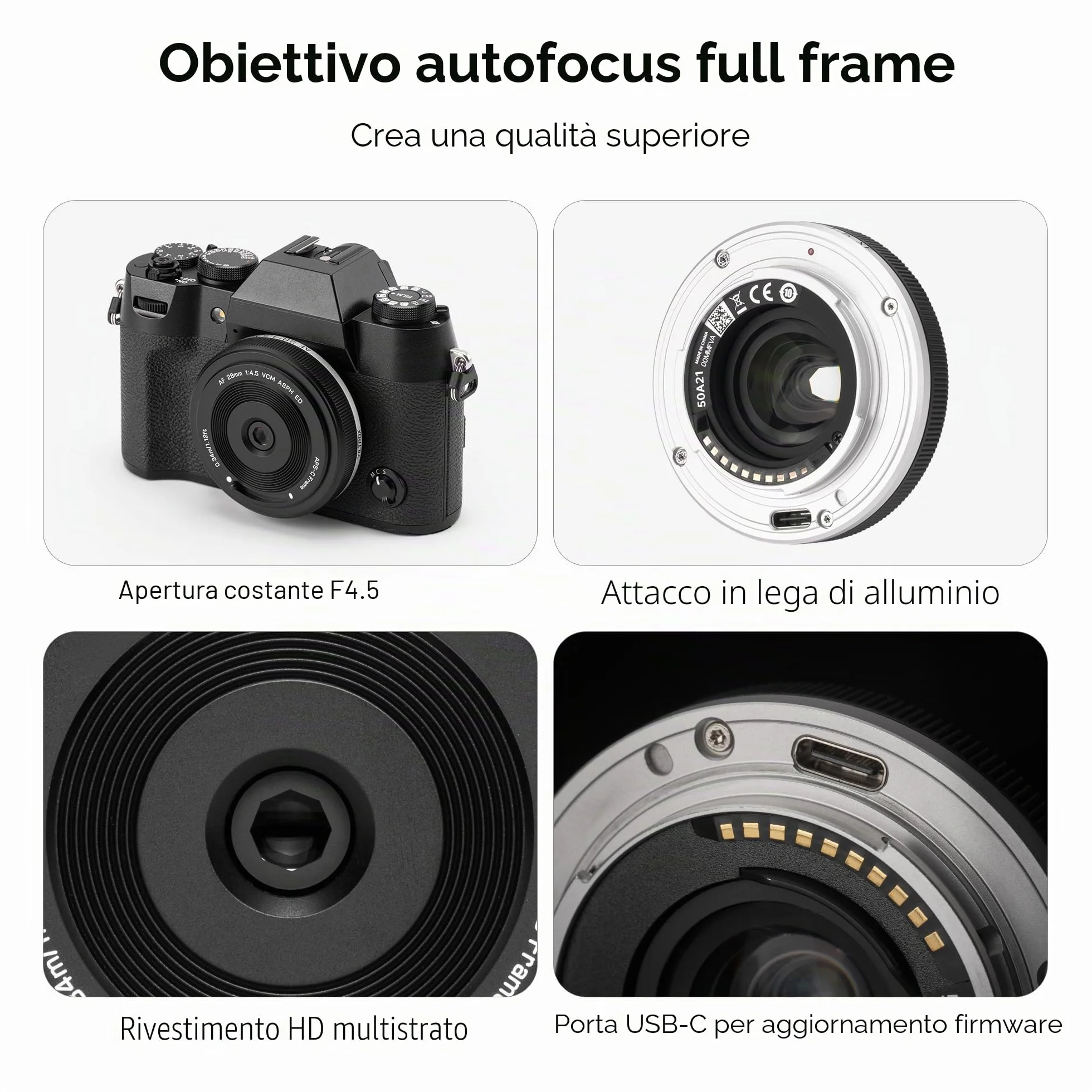 VILTROX AF 28mm F4.5 XF Pancake Obiettivo Grandangolare Full-Frame per Fuji X Mount