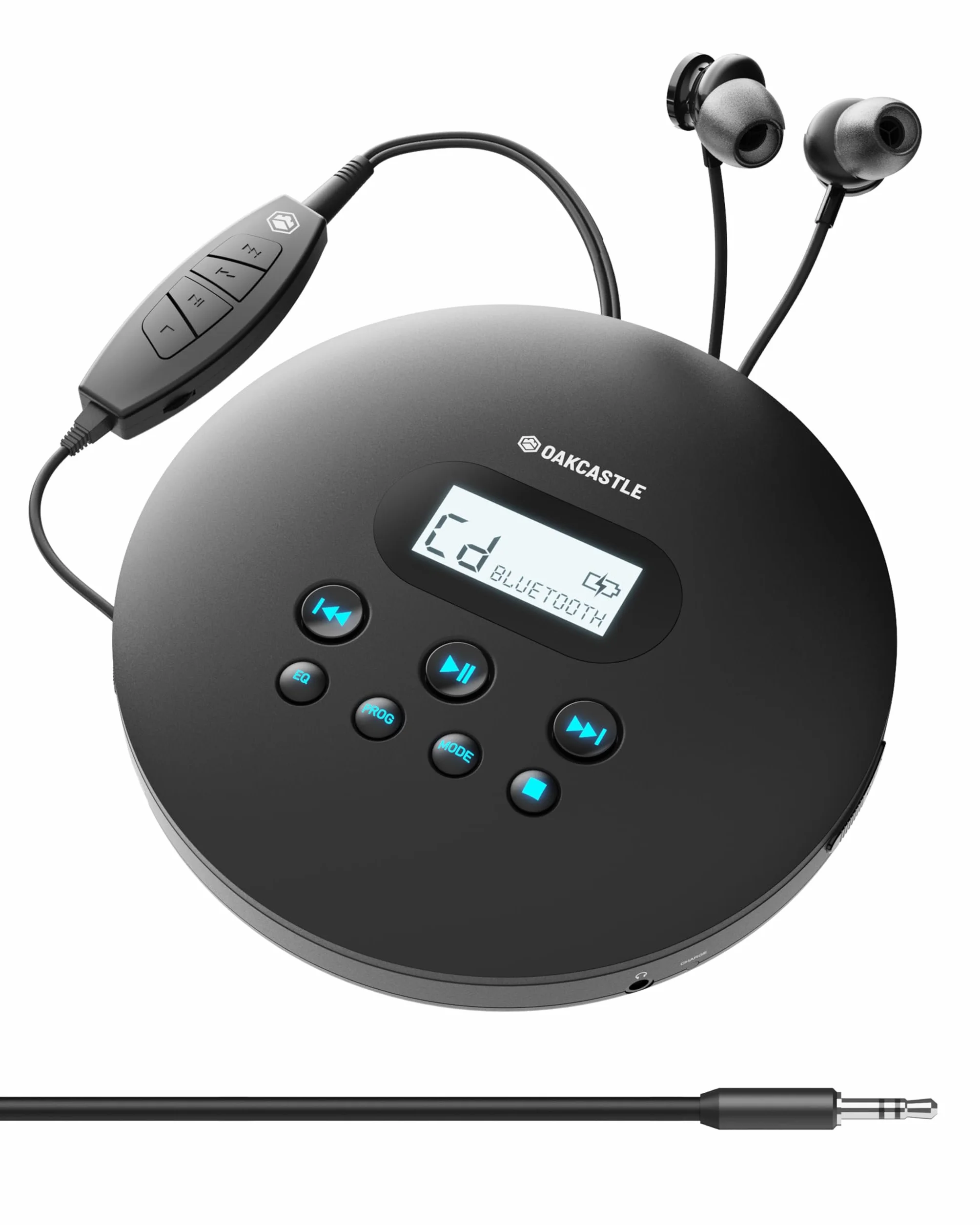 Oakcastle CD100 Lettore CD portatile ricaricabile Bluetooth 5.3, 12 ore riproduzione, anti-salto, USB-C