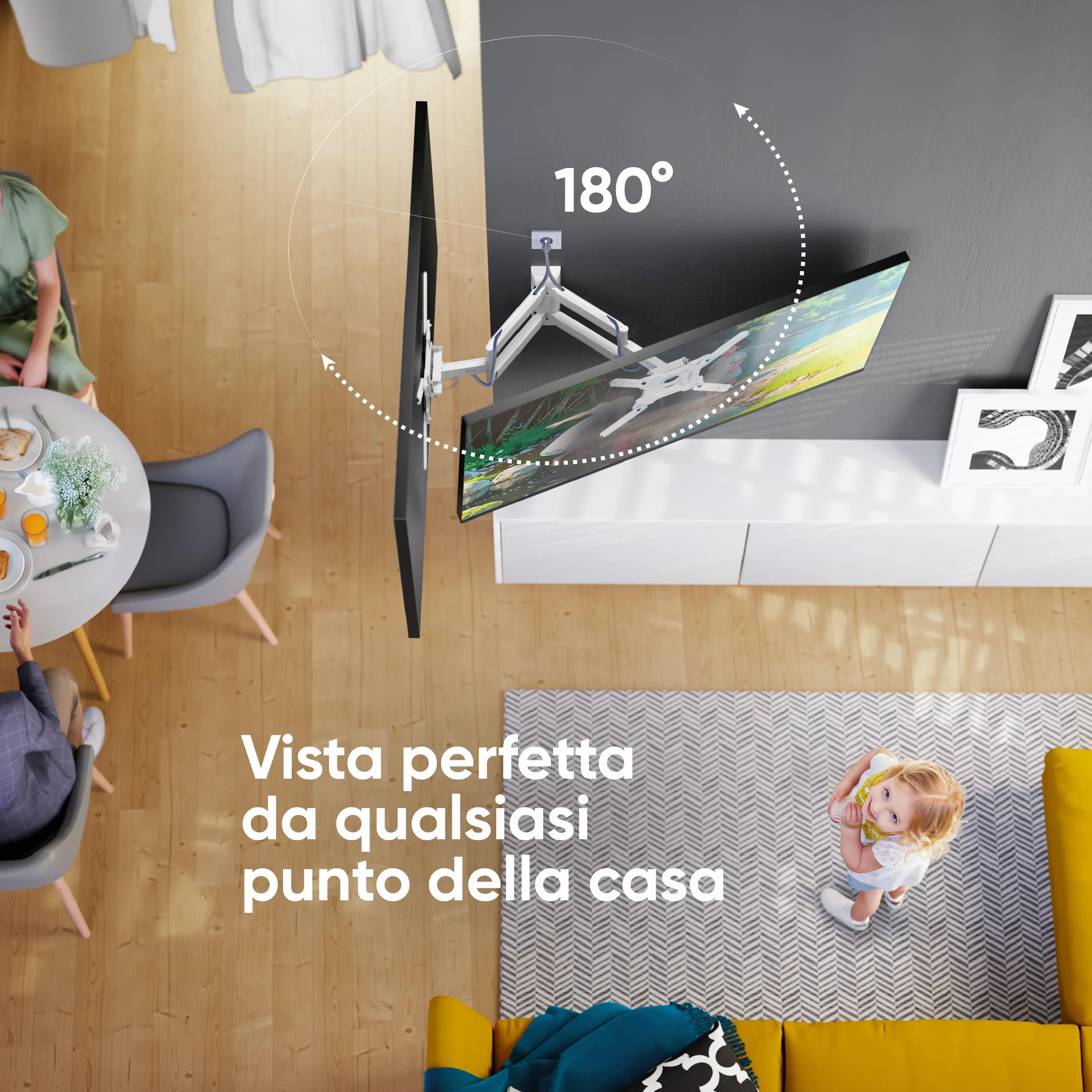 ONKRON Supporto TV Parete 32-65 pollici, Staffa TV fino a 35 kg, VESA 100x100-400x400 mm, Porta Televisore a Muro Inclinabile e Girevole, Braccio Televisore Regolabile, Snodabile, Bianco M4-W