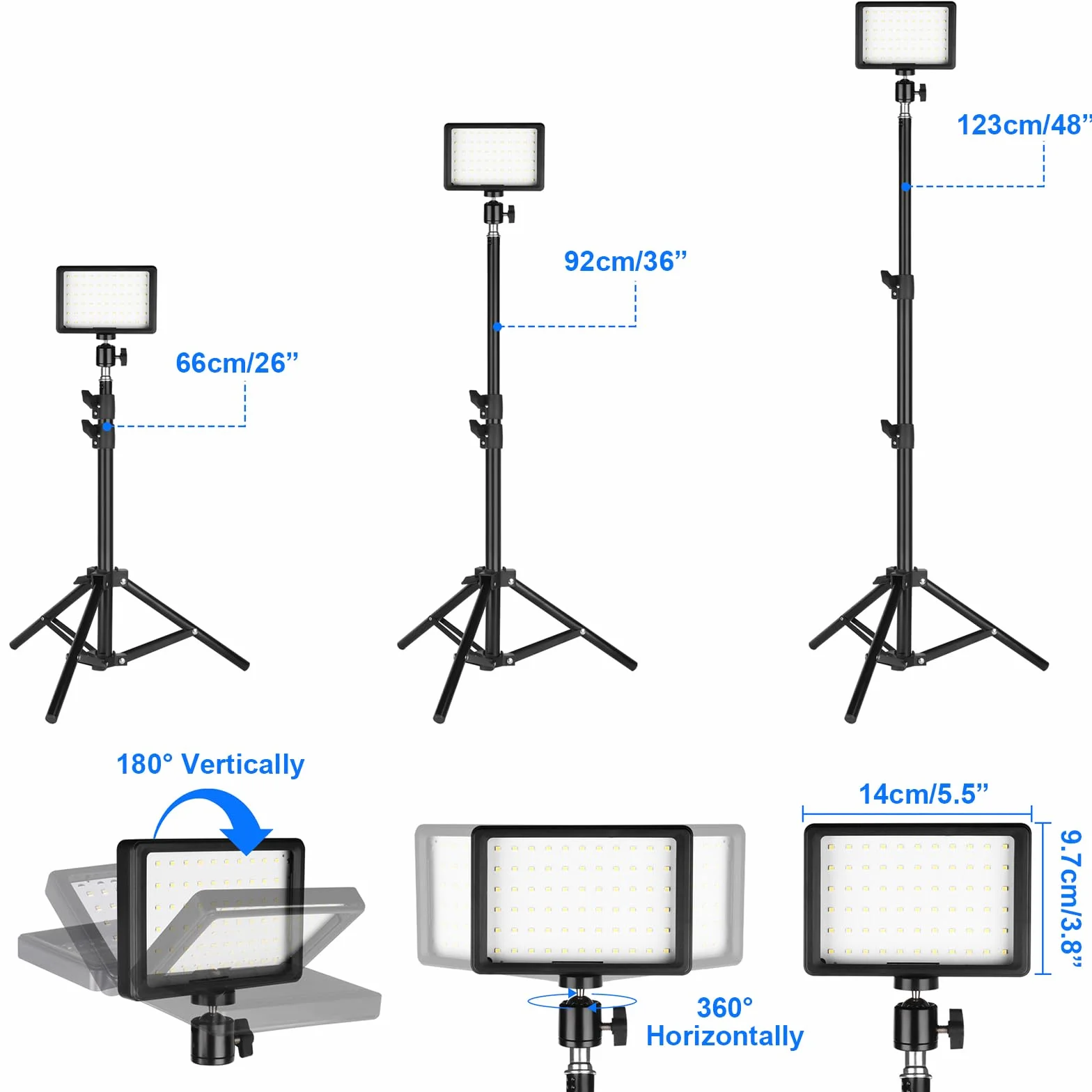 Luce Foto-video LED 2-Pack, Ci-Fotto Dimmable 5600K USB LED Luce Continua Fotografia con Treppiedi e Filtri Colore per Studi Fotografici, YouTube, TikTok, Registrazione Video, Streaming di Gioco
