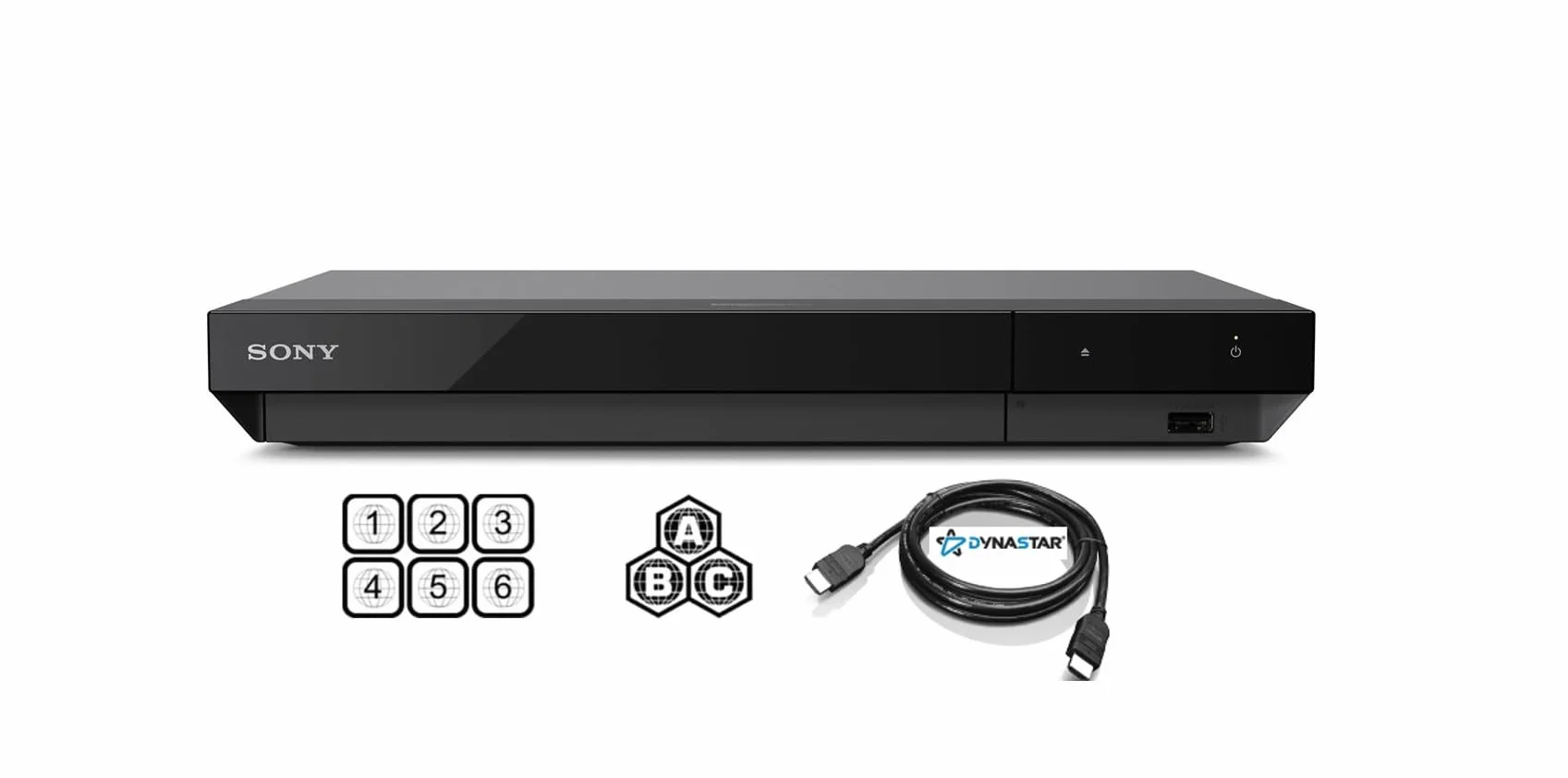 Region Free 4K UHD Blu-Ray Player Compatible with Sony UBP-X700 with UHD 4K Playback, 3D Multi Region Code Free | Blu-Ray Regions A, B, C | DVD Regions 0-8 with Dynastar 6FT HDMI Bundle