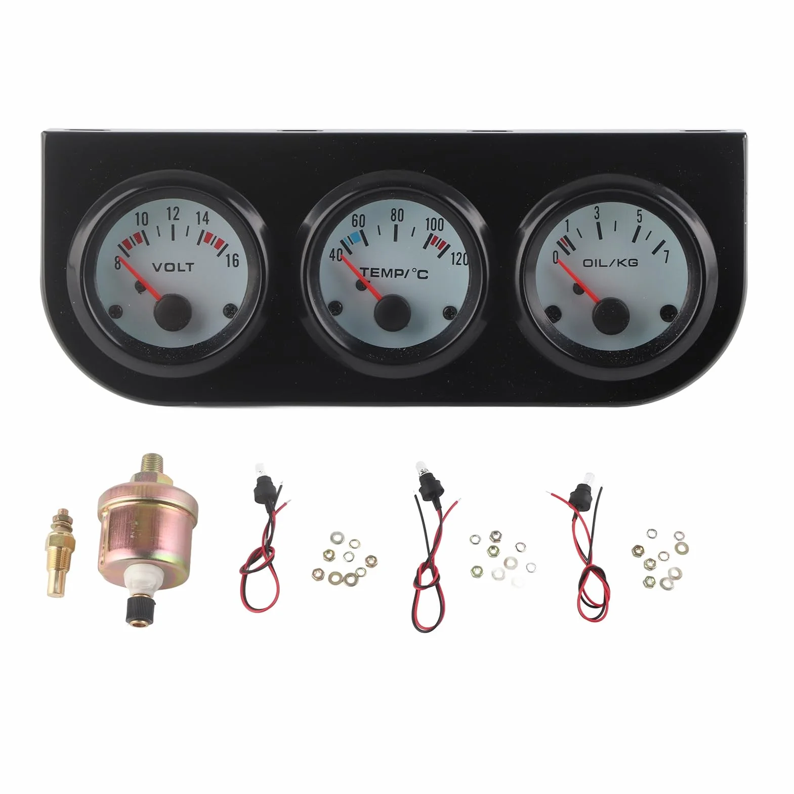 Kit Universale a Triplo Manometro per Auto, KIMISS, Strumento Multifunzione per Pressione Dell'Olio, Strumento KIMISS, Temperatura Dell'acqua, Volt, Misuratore di Pressione Olio