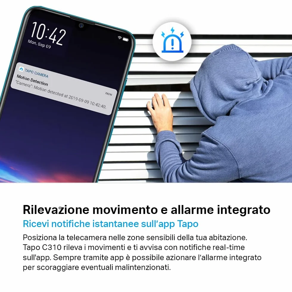 Tapo C310 Telecamera Wi-Fi Esterno FHD 1296P IP66 Visione Notturna 30m