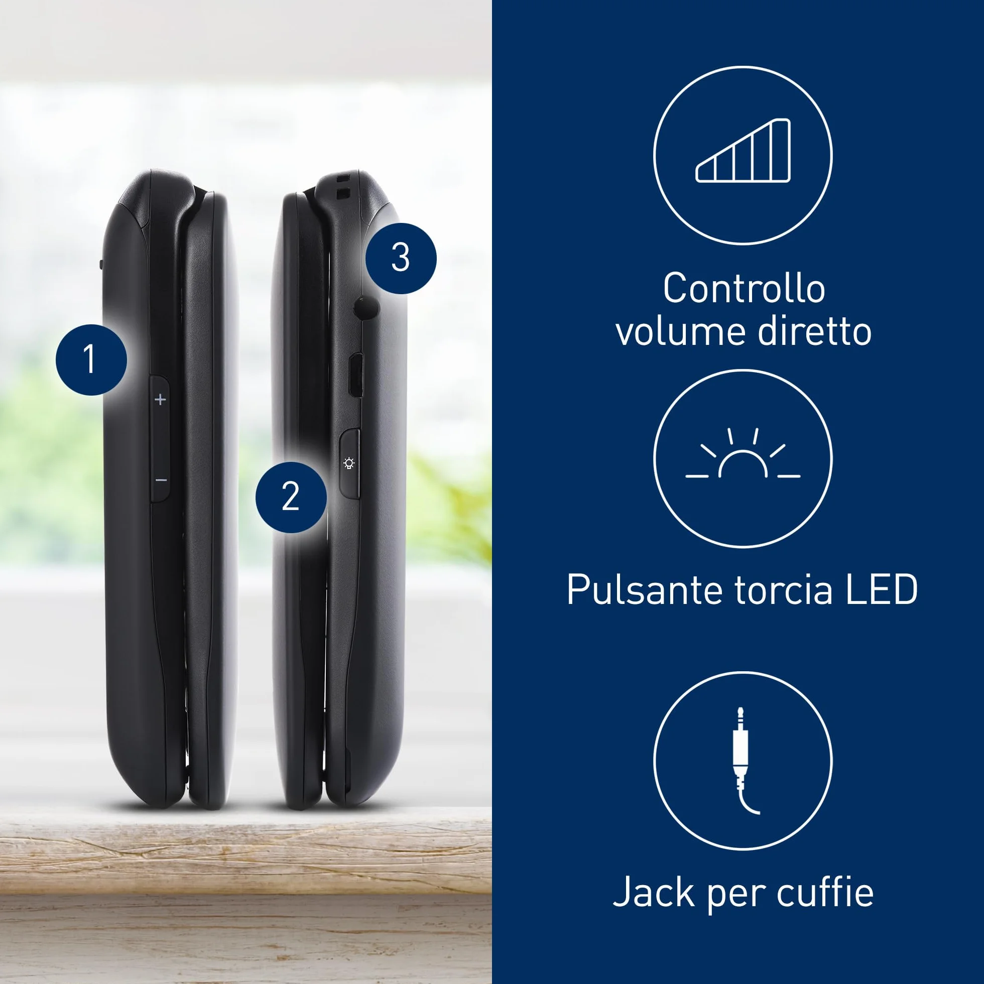 Panasonic KX-TU446EXB Telefono Cellulare Facile, Compatibile con Apparecchi Acustici, Ottimale per Anziani, Pulsanti Retroilluminati, 600 Ore di Autonomia, Ampio Display, Chiamata di Emergenza, Nero