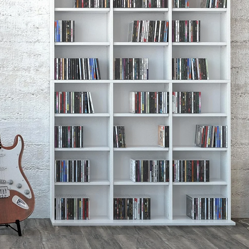 Vicco Scaffale porta cd Jukebox, Bianco, 102 x 178 cm