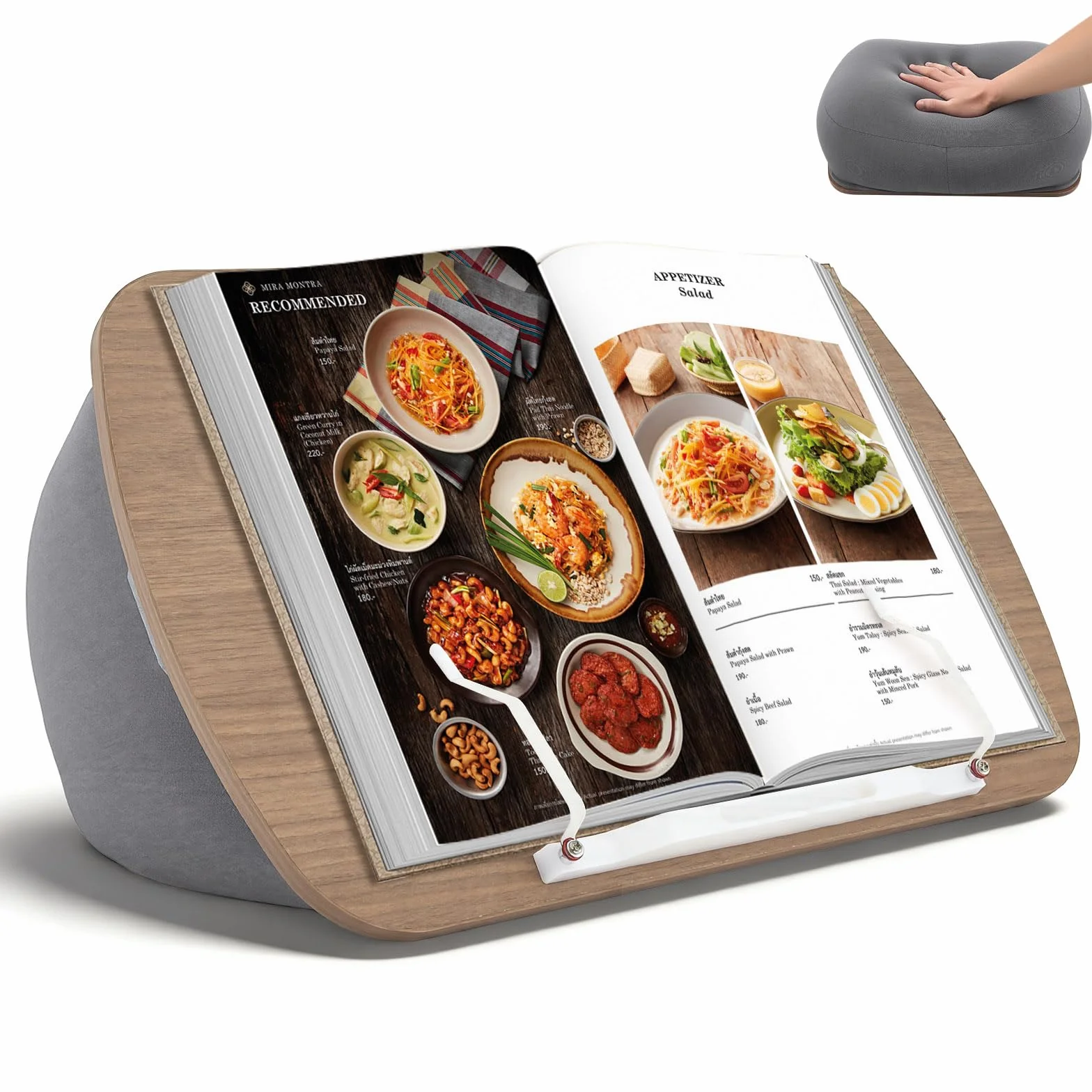 Supporto Per Libri a Sacco Pouf Porta Libri, Tavolino da Grembo per Divano, Letto, Scrivania - Porta Libri Leggio da Letto con Fermapagine - Compatibile con Computer Portatile e Tablet