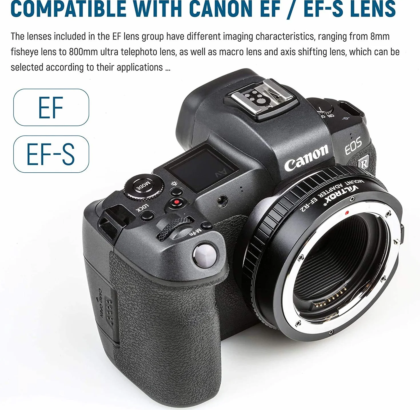 EF-R2 Autofocus Adattatore Obiettivo Convertitore con Personalizzato Anello di Controllo per Canon EF/EF-S Lente a EOS R R5 R6 RP Telecamera
