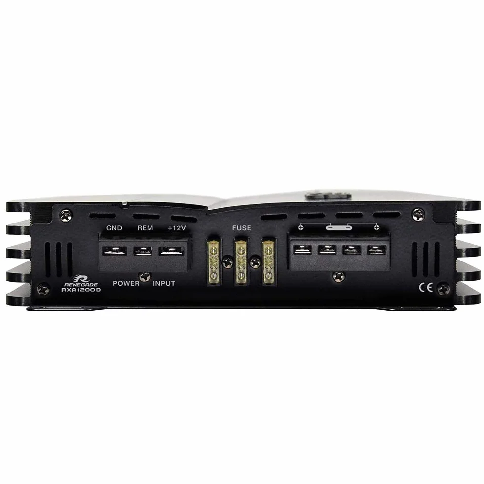 1 amplificatore RENEGADE RXA1200D RXA 1200 D monofonico classe d 1 canale 600 watt rms stabile a 1 ohm 1200 watt max, 1 pezzo + 3 adesivi