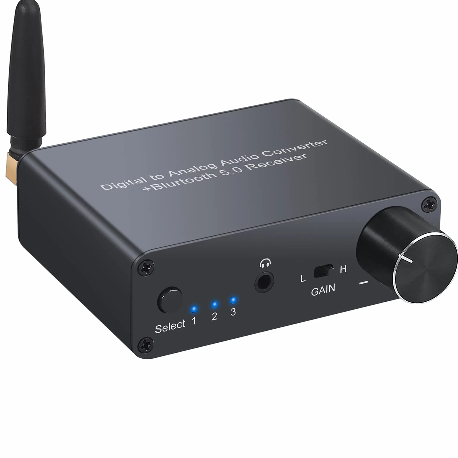 LiNKFOR 192KHz DAC Bluetooth con Amplificatore per Cuffie con Alimentatore DAC Convertitore Audio Digitale ad Analogico con Ricevitore Bluetooth V5.0 D/A Adattatore con Cavo Ottico e Cavo Coassiale