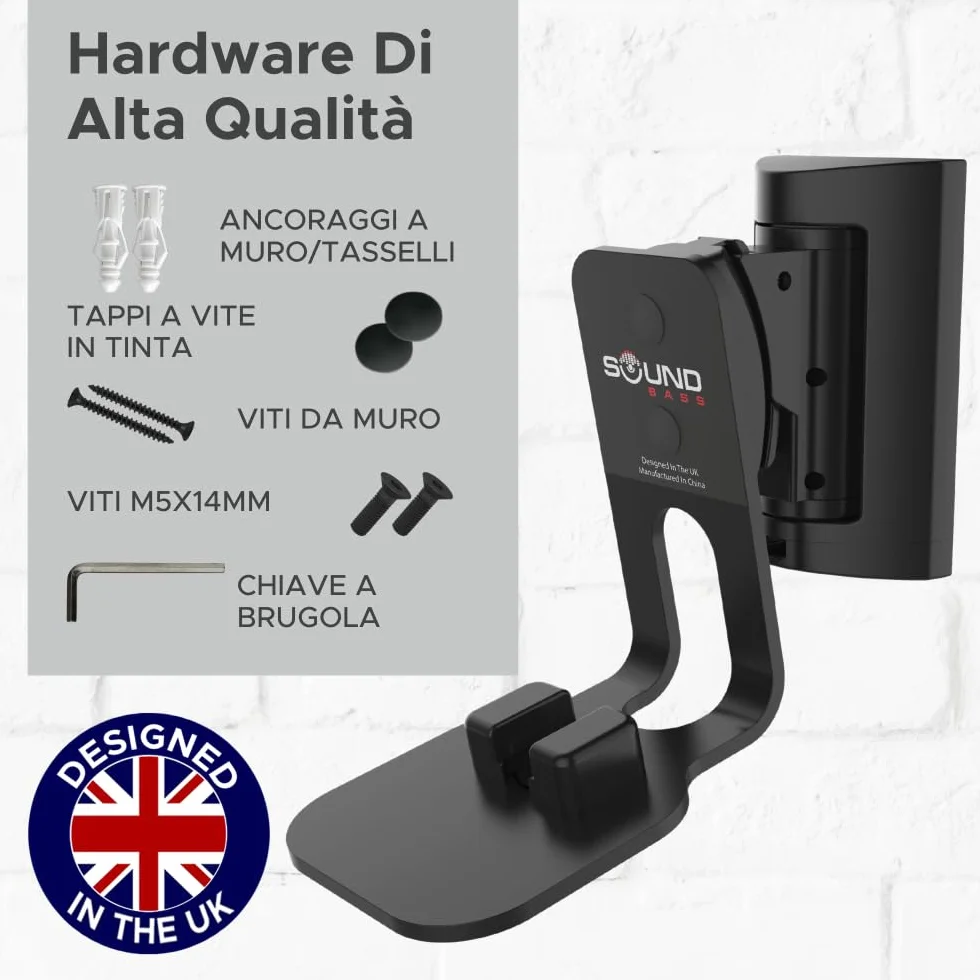 Sound bass ONE, Staffa per Montaggio a Parete, Inclinabile e Girevole, Nero, Doppio, Compatibile con ONE, ONE Gen 2, ONE SL & Play:1, Installazione Semplice, Include Kit di Montaggio