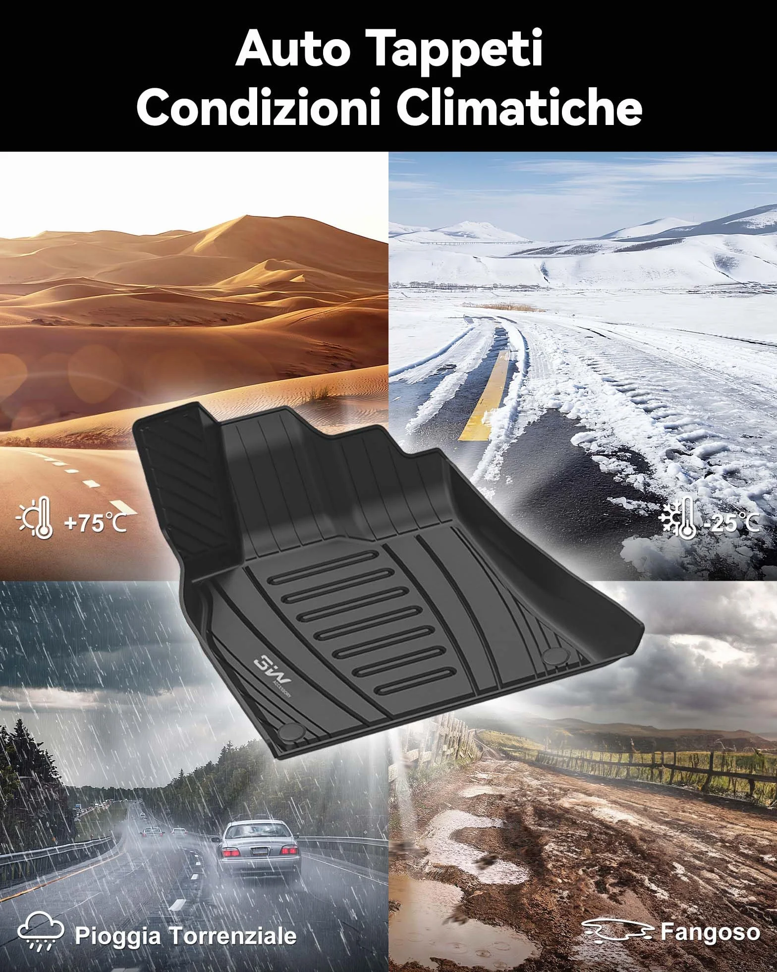 3W Tappetini Compatibile con AUDI Q5 SQ5 2018-2025 2026, Facili da pulire Tappetino Antiscivolo per Impermeabili a Copertura Completa Set Adatto a AUDI, Tappeti Auto su Misura in Thorex™