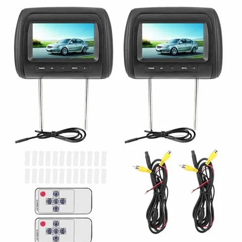 Monitor Video LCD per Poggiatesta Regolabile Display Black Car 2PCS Controllo Wireless 7 Pollici, Universale
