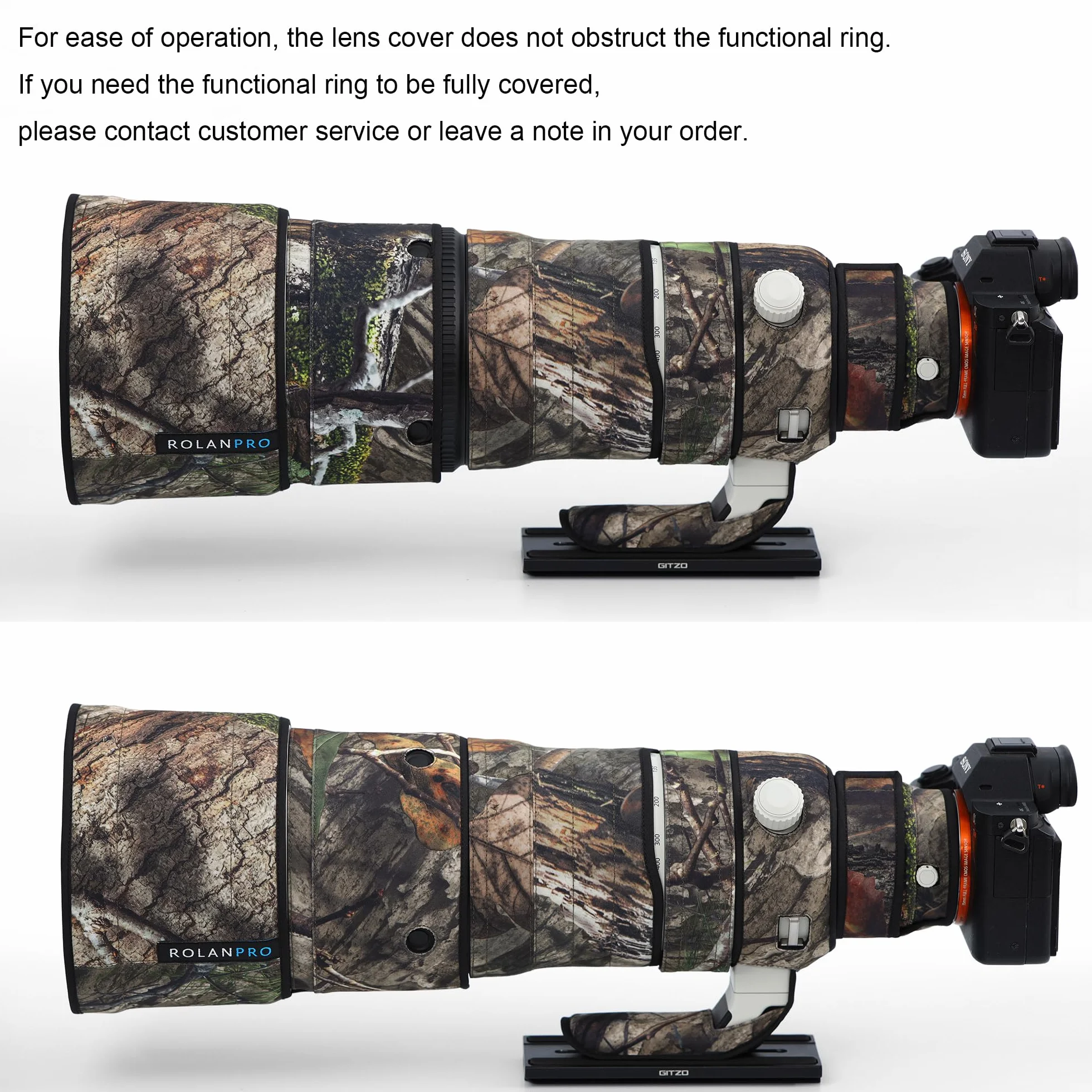 Rolanpro Copriobiettivo impermeabile mimetico per Sony FE 100-400 mm F4.5 GM OSS Lens Custodia protettiva abbigliamento #31 Jungle camo impermeabile