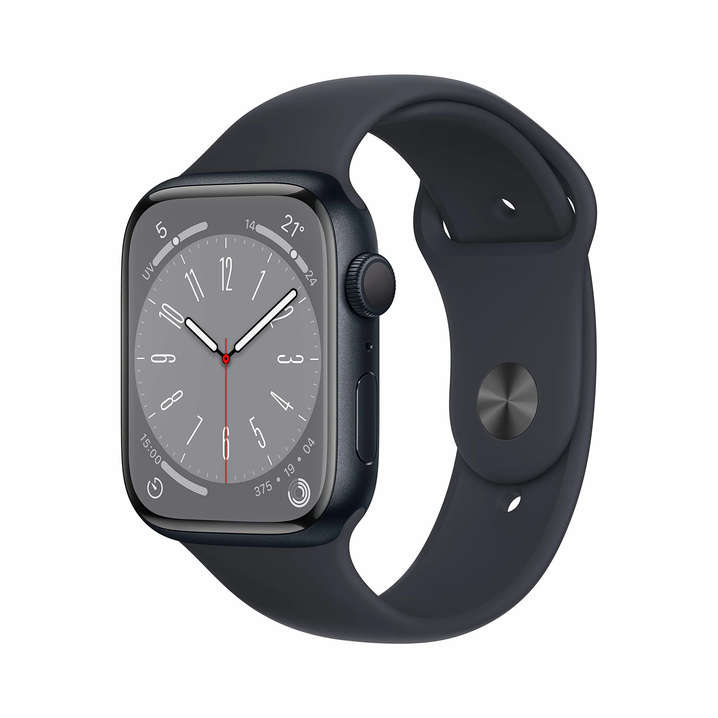 Apple Watch Series 8 (GPS, 45mm) Cassa in Alluminio Color Mezzanotte con Cinturino Sport Color Mezzanotte (Ricondizionato)