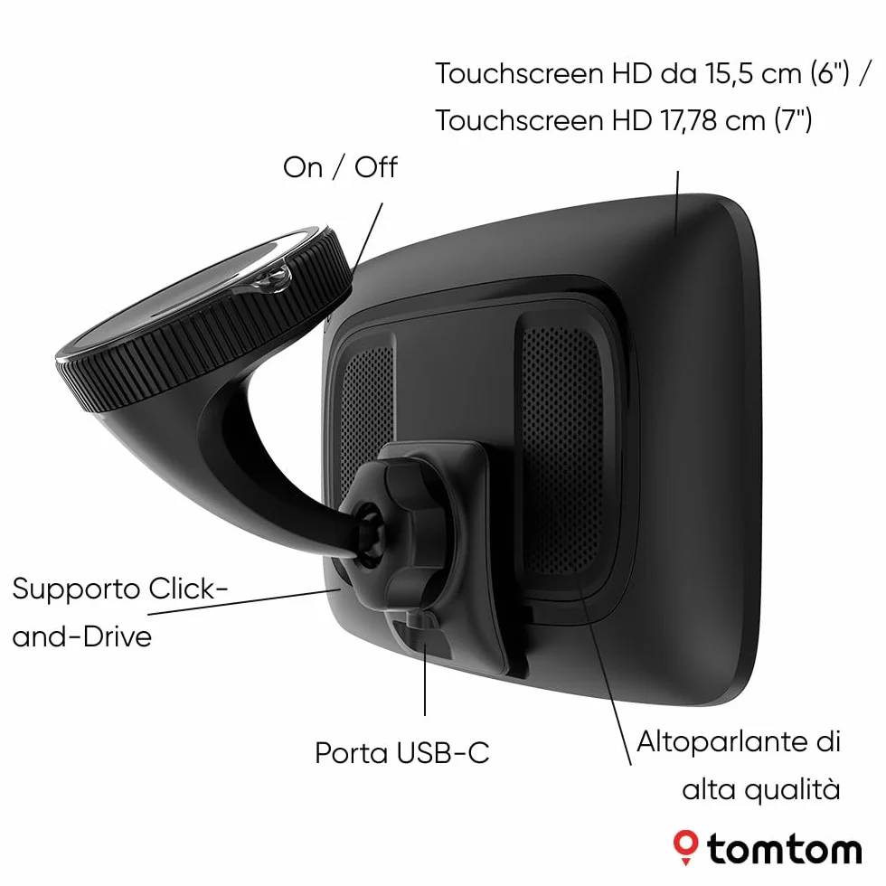 TomTom GO Superior Navigatore Satellitare 7" Auto Traffico Tutor Autovelox Mappe Mondo WiFi Parcheggi Prezzi Benzina