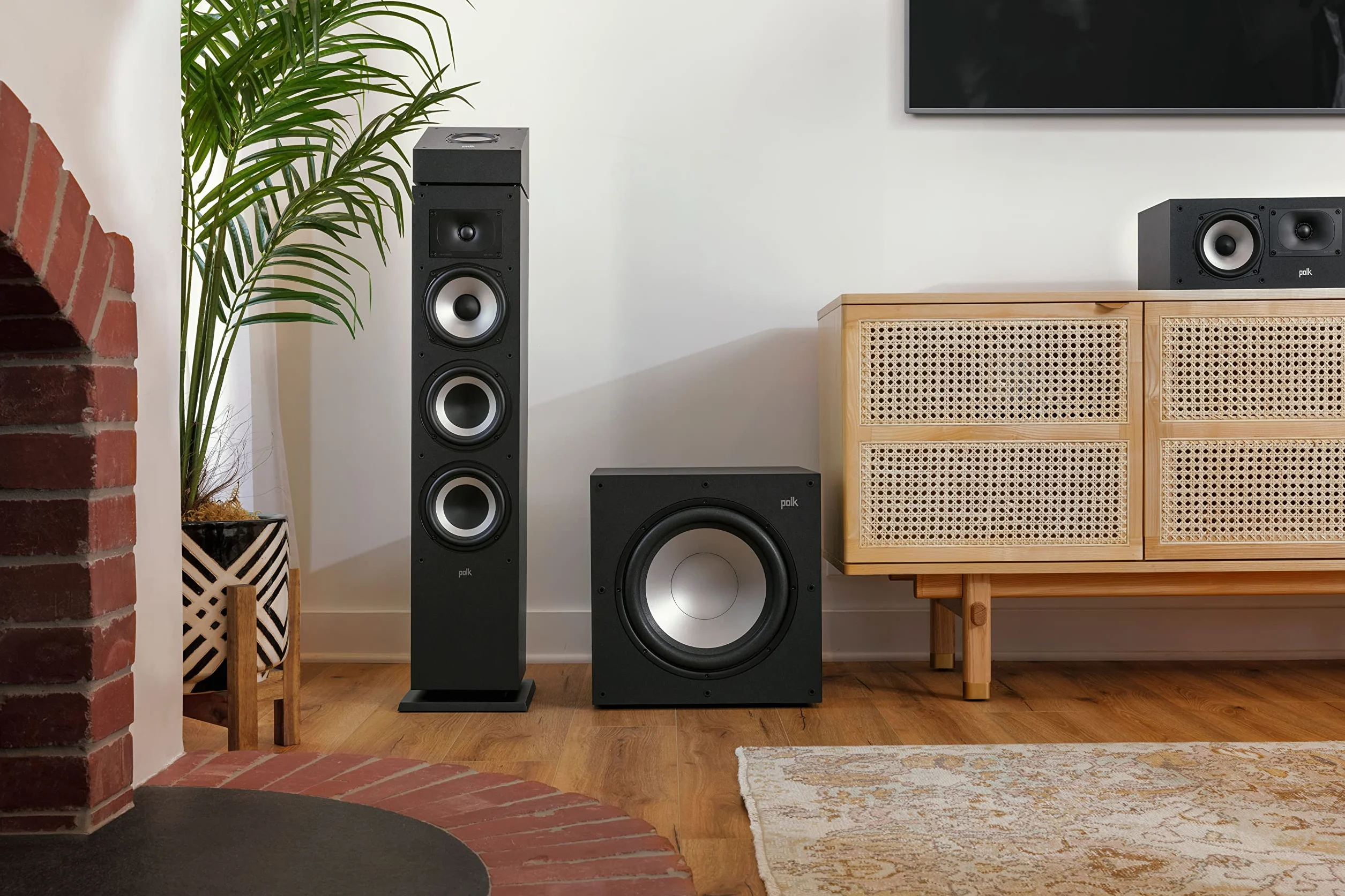 Polk Audio Monitor XT12 Subwoofer Attivo 12”, 100W Class A/B, Bassi Profondi fino a 24Hz, Compatibile Dolby Atmos e DTS:X, Controlli Crossover, Phase e Volume