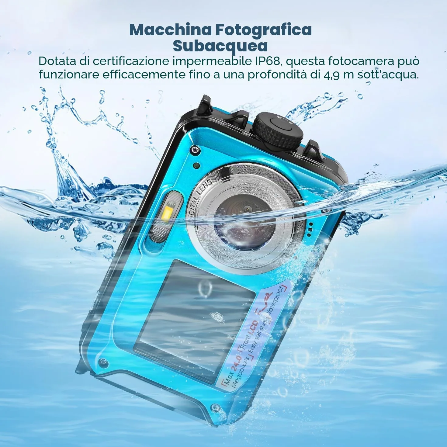Fotocamere compatte Macchina fotografica digitale macchina fotografica digitale impermeabile Full HD 2.7K 48MP Zoom 16X Impermeabile Impermeabile Dual Kids Vibrationproof