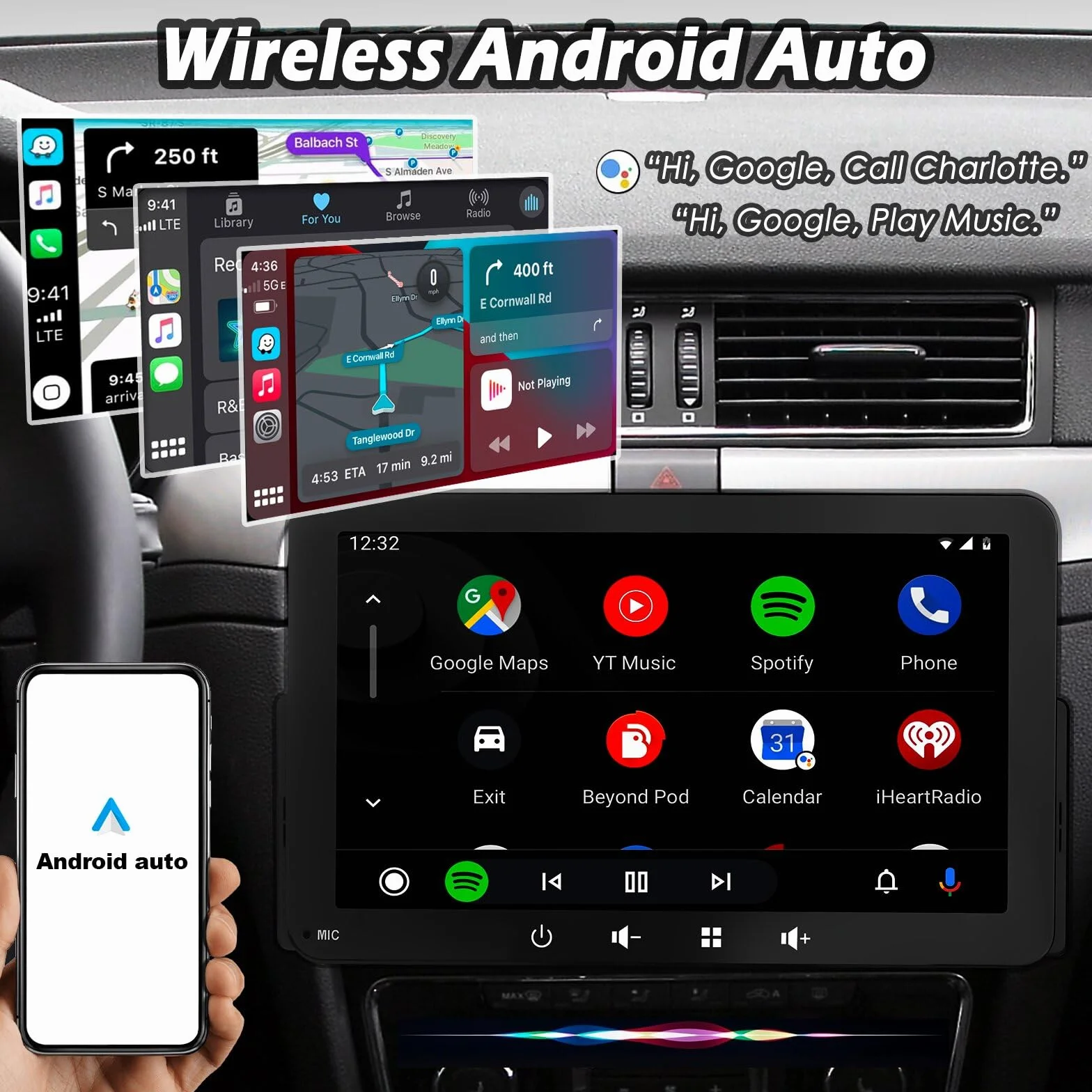 Autoradio 1 DIN 7 Pollici Touchscreen Stereo Bluetooth Wireless Carplay Android Auto Mirror Link USB FM Supporta Telecamera Posteriore