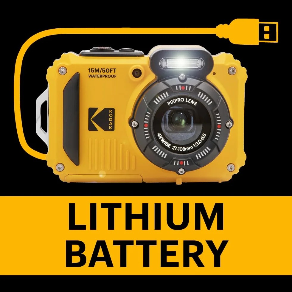 Kodak Pixpro WPZ2 - Fotocamera digitale compatta 16 MPixel, impermeabile e antiurto, colore: Giallo