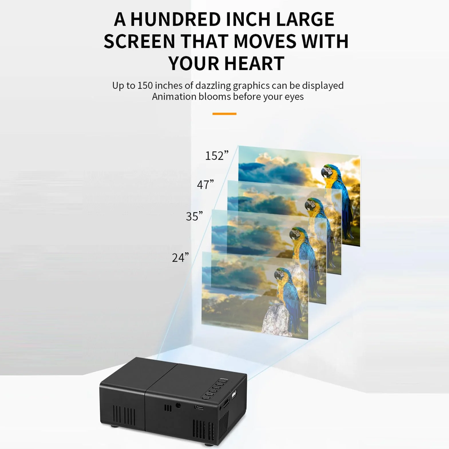 VBESTLIFE 1080p Proiettore di Film Portatili Full HD, Altoparlante Incorporato, Compatibile con Laptop per Stick Smartphone TV, per il Campeggio All'aperto di Home Theater