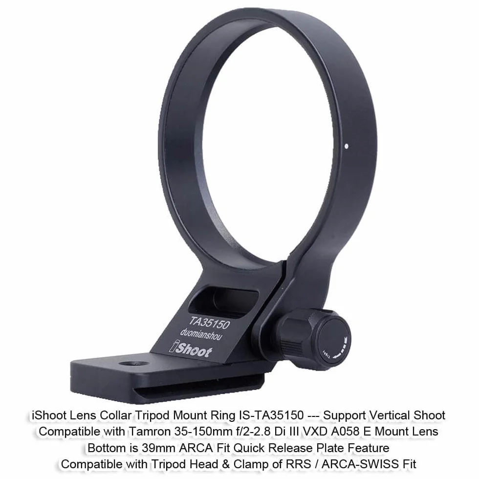 iShoot Anello di montaggio per treppiede Collare per obiettivo compatibile con Tamron 35-150mm f/2-2.8 Di III VXD A058 E Mount, Porta Staffa di Supporto Lenti è Arca Piastra a Sgancio Rapido Camera