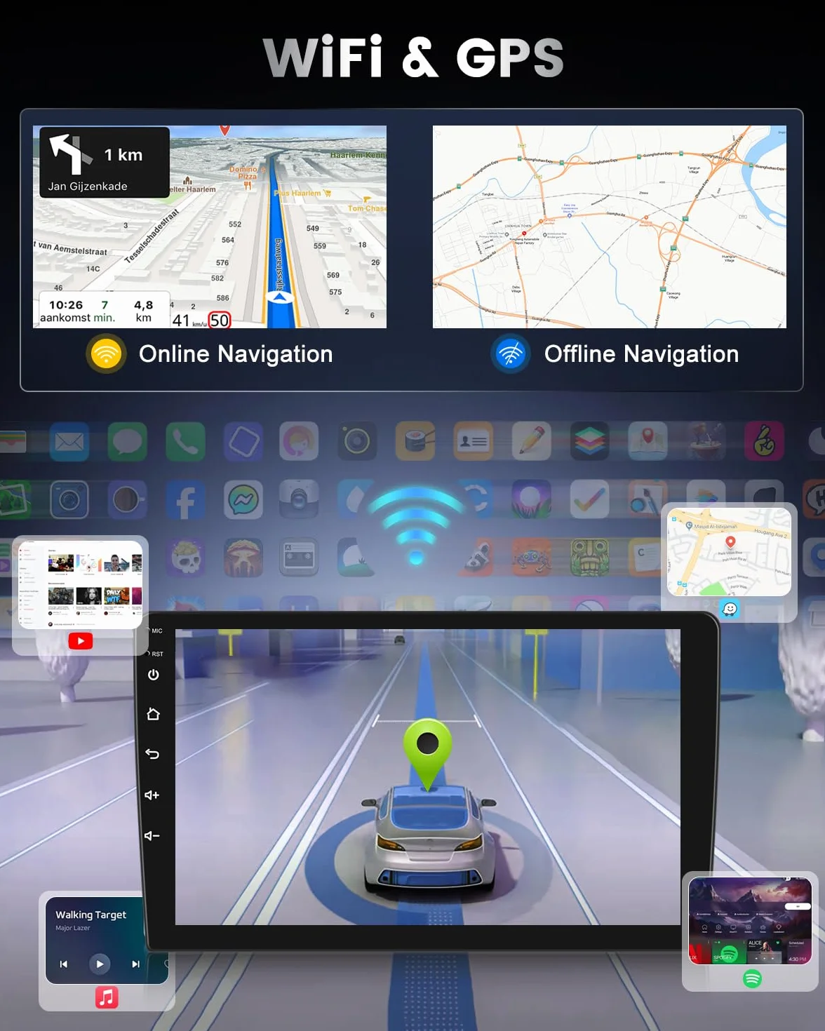 NHOPEEW Autoradio Android 2+64G per Ford Fiesta 2009-2017 con supporto per CarPlay wireless e Android Auto FM RDS navigazione GPS comandi al volante 40 temi dell'interfaccia utente e video online