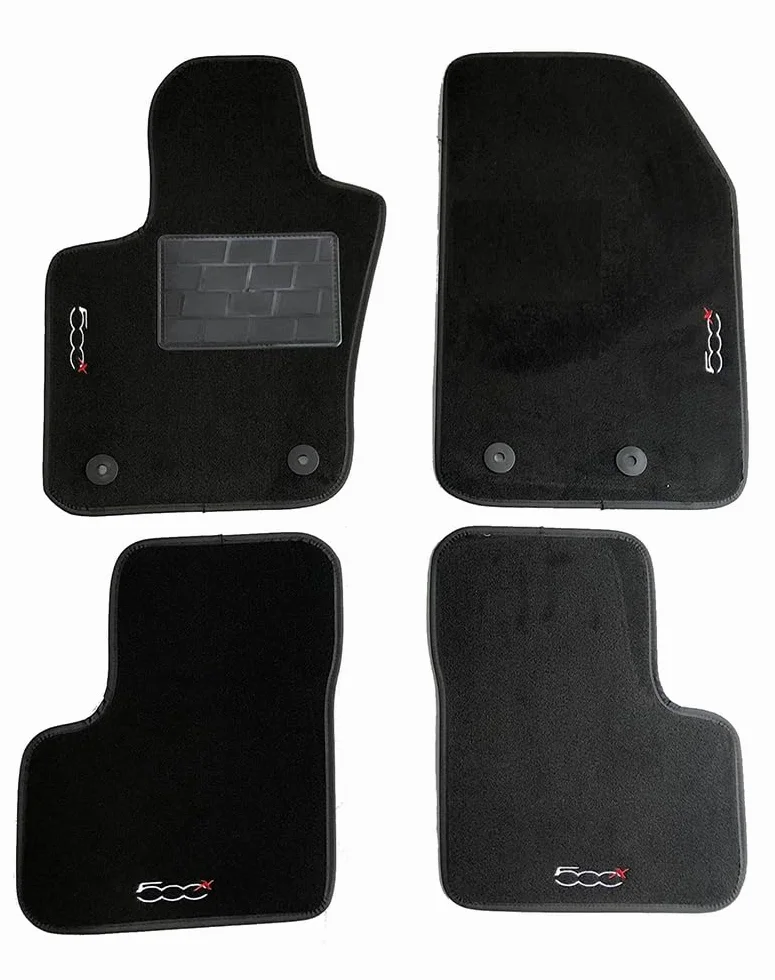 Carmats compatibile con tappetini 500 X su misura in moquette con battitacco in gomma bordo antiscivolo 4 fermi di fissaggio