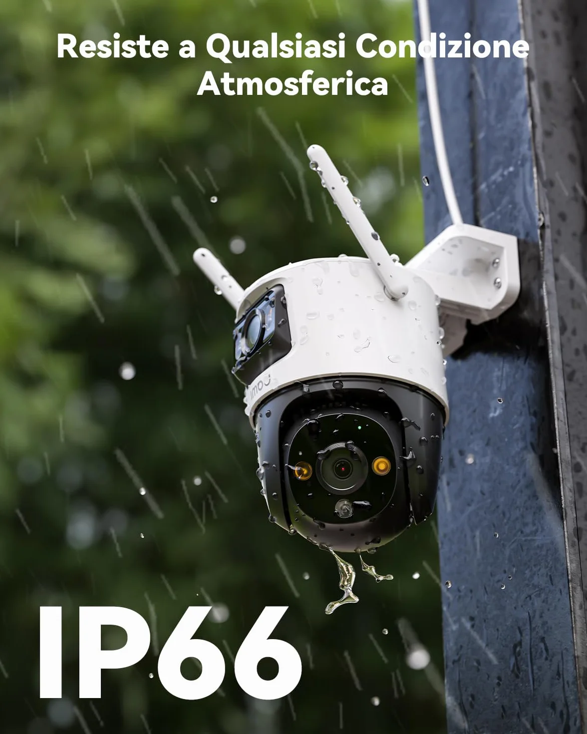 Imou 4K (3MP+5MP) Telecamera Wi-Fi Esterno Doppio Obbiettivo, 360°PTZ Videocamera Sorveglianza Esterno con Visione Notturna a Colori, Rilevamento Umano/Veicoli, IP66, Tracciamento Intelligente, 2,4ghz