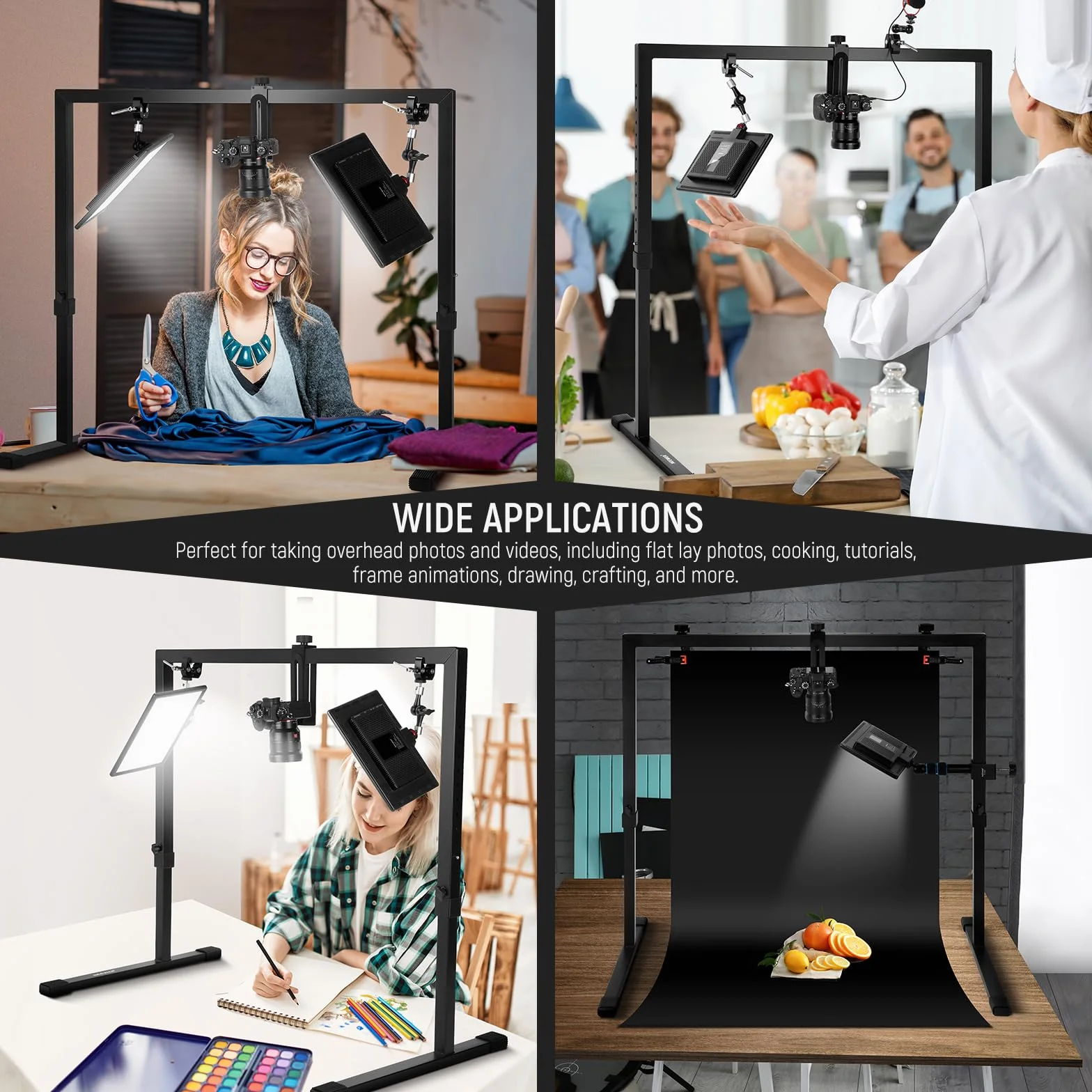 NEEWER Supporto Fotocamera dall'Alto per Scatti dall'Alto verso il Basso, Supporto da Tavolo in Acciaio Robusto per Multidispositivo per Fotografia Illuminazione, per Scrivanie ≥1m di Lunghezza, ST100