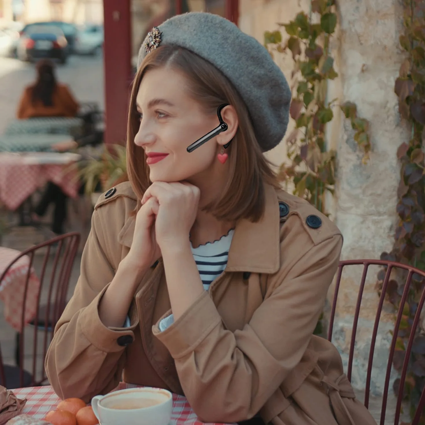 Auricolare Bluetooth 5.0 Cuffie Wireless con Doppio Microfono, Auricolare Business Vivavoce con Chiamata Leggera, Chiaro e Suono Hi-Fi per l'Ufficio, la Guida