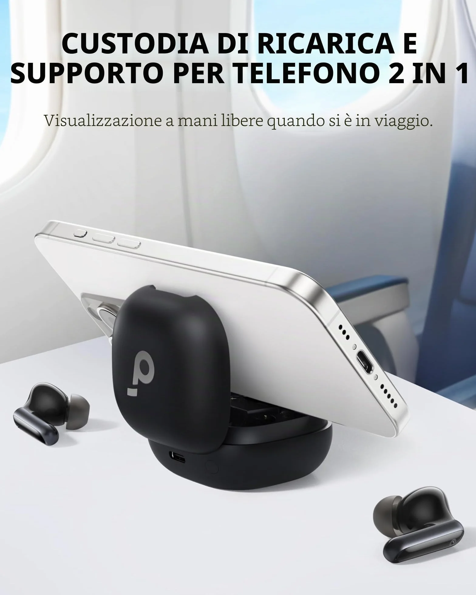 Soundcore by Anker P40i Cuffie Bluetooth Wireless con Cancellazione Rumore per Ogni Ambiente, Forti Bassi, Riproduzione 60H, Case e Supporto Telefono 2 in 1, IPX5, Carica Wireless, Bluetooth 5.3