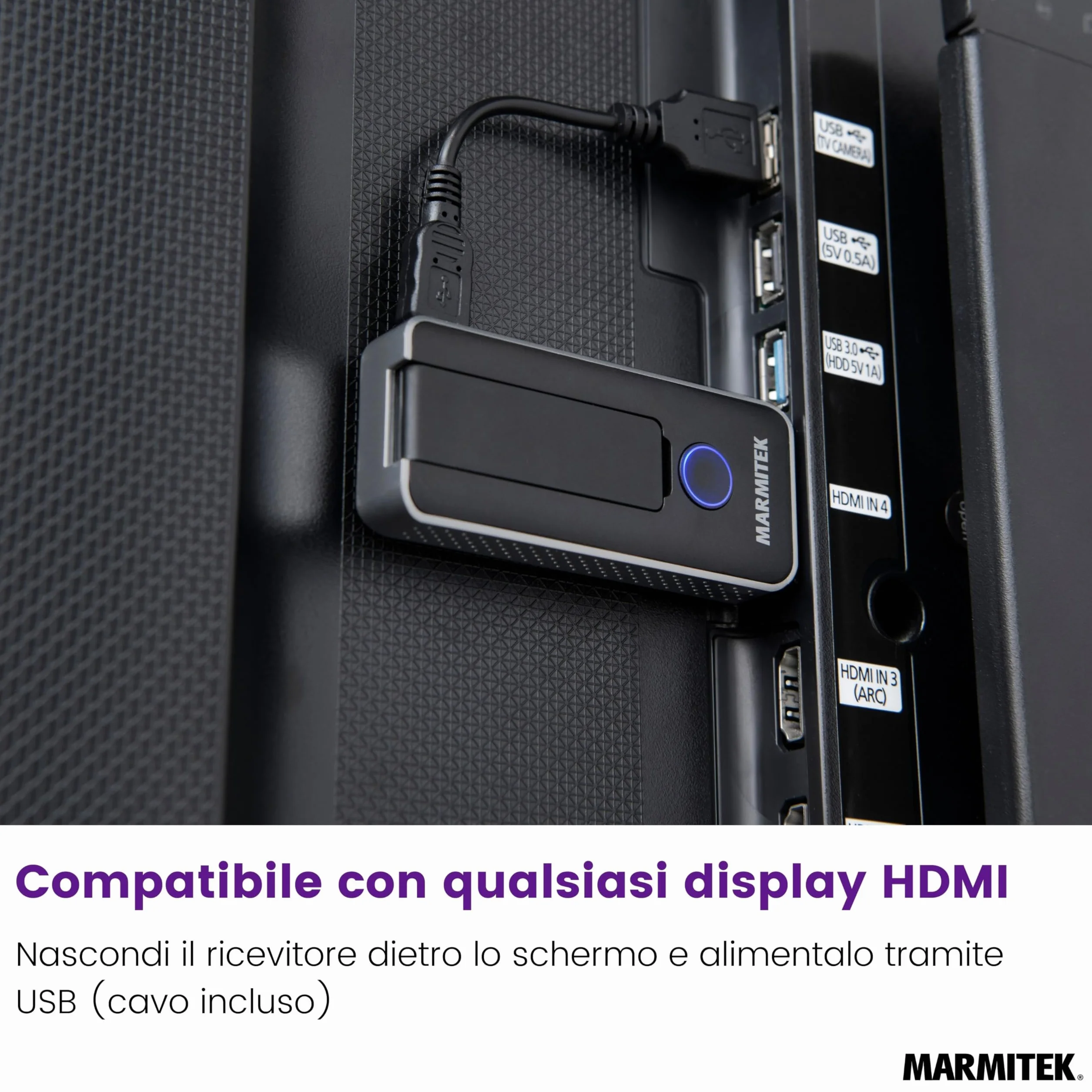 Wireless HDMI Extender 1080p – Marmitek Stream S1 Pro – Trasmettitore Ricevitore HDMI Wireless – Plug & Play senza Wi‑Fi/software – Compatibile USB‑C – fino a 20 m, bassa latenza – Presentazione –